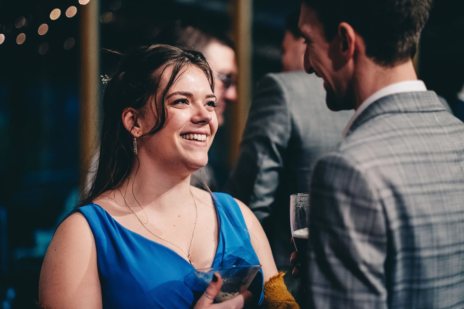 Guests talk at wedding