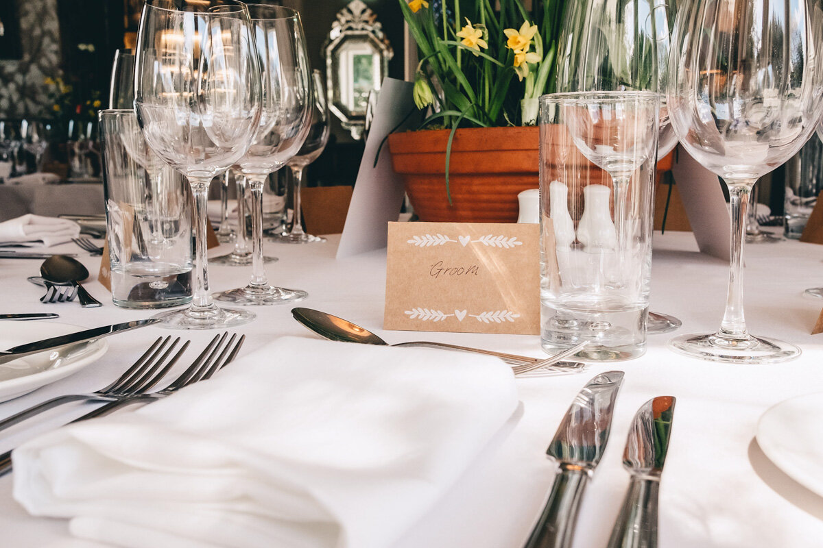 Table decorations at wedding in Didsbury House Hotel