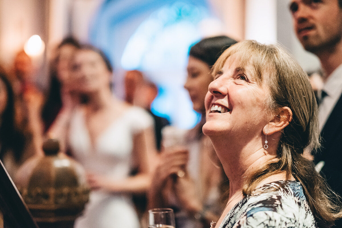 Guest laughs at speeches