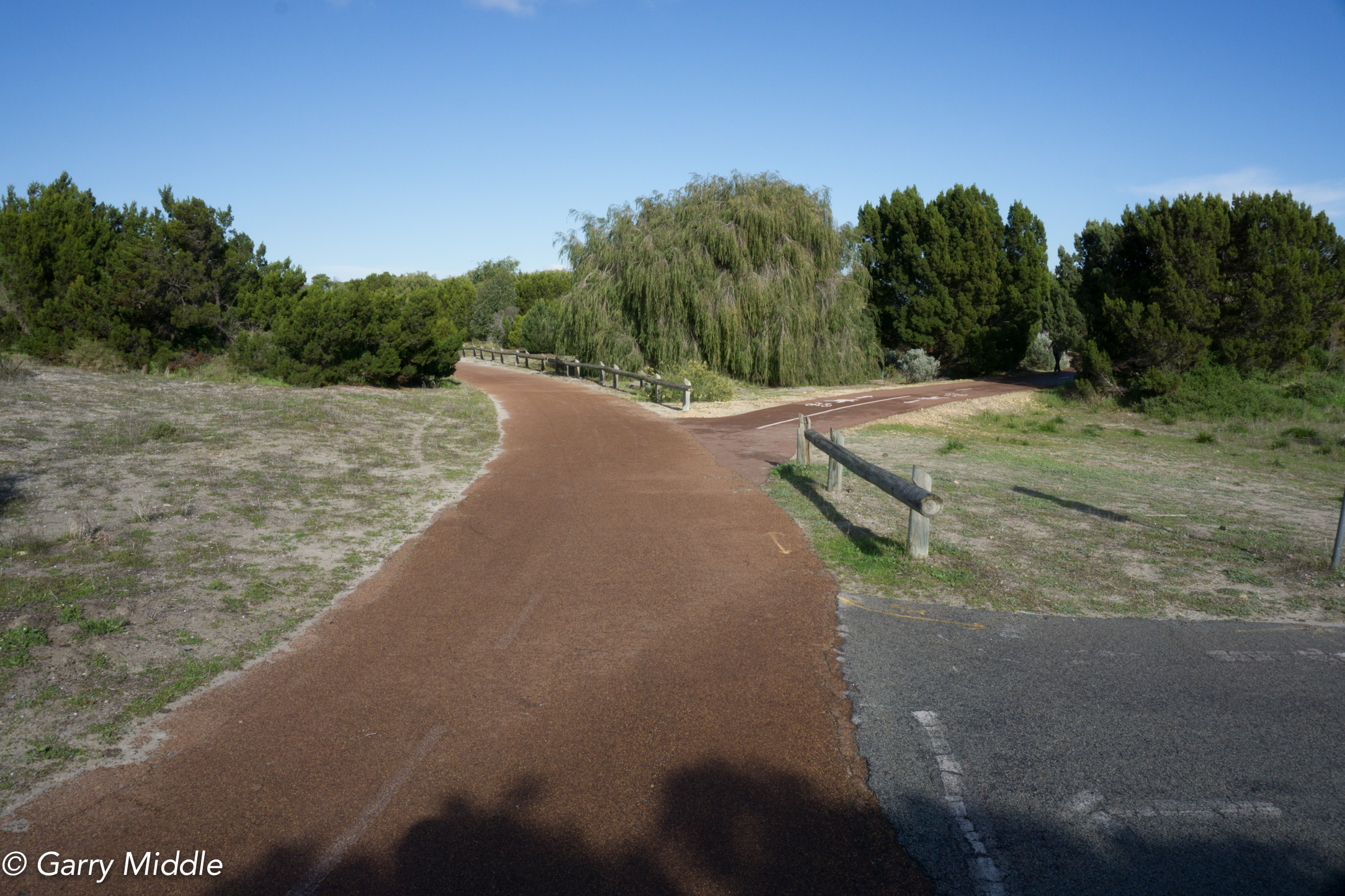 Plate 9: End of black bitumen path. Turn right and right again