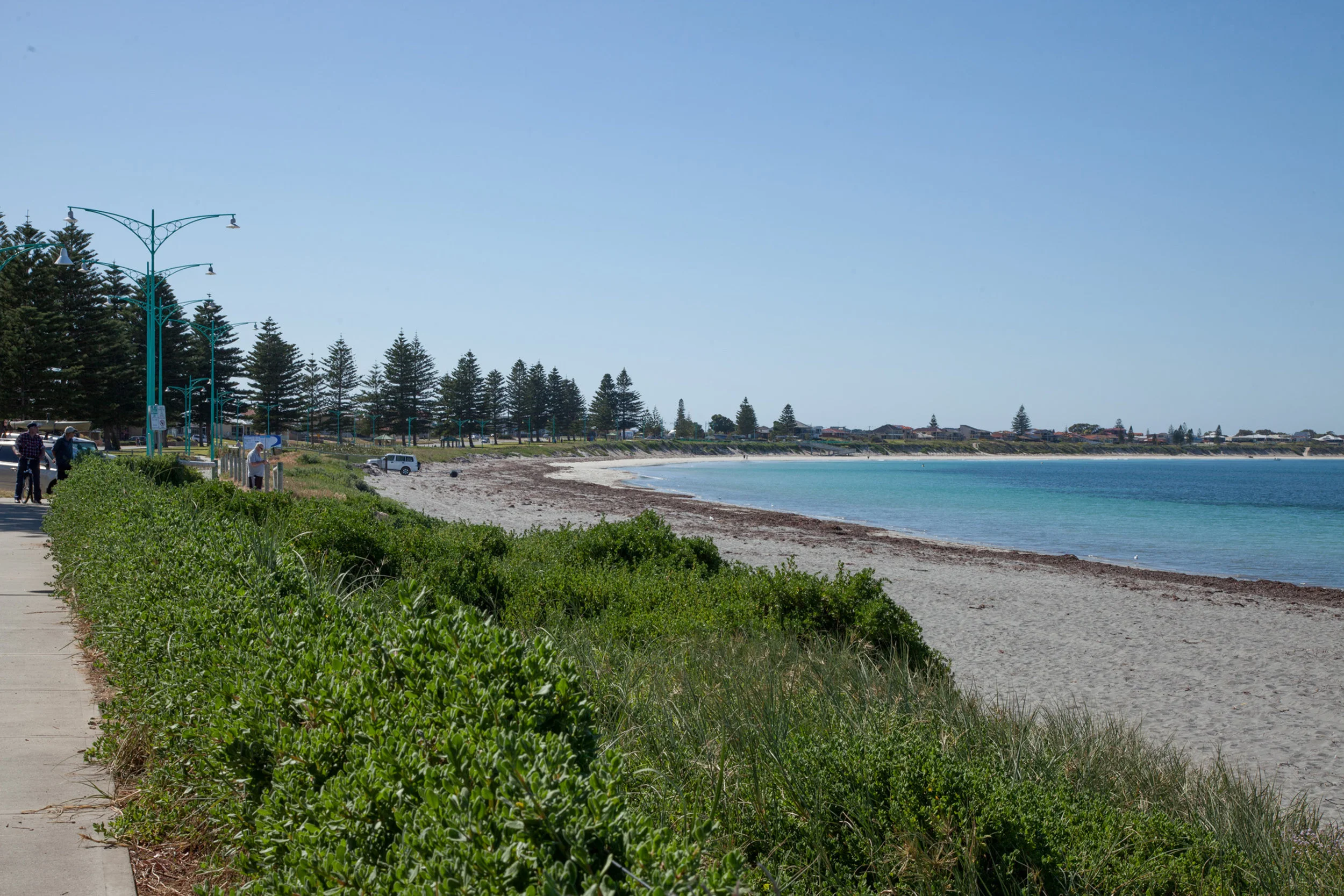 Plate 4: View of the beach showing the point where the beach turns from accreting to eroding.