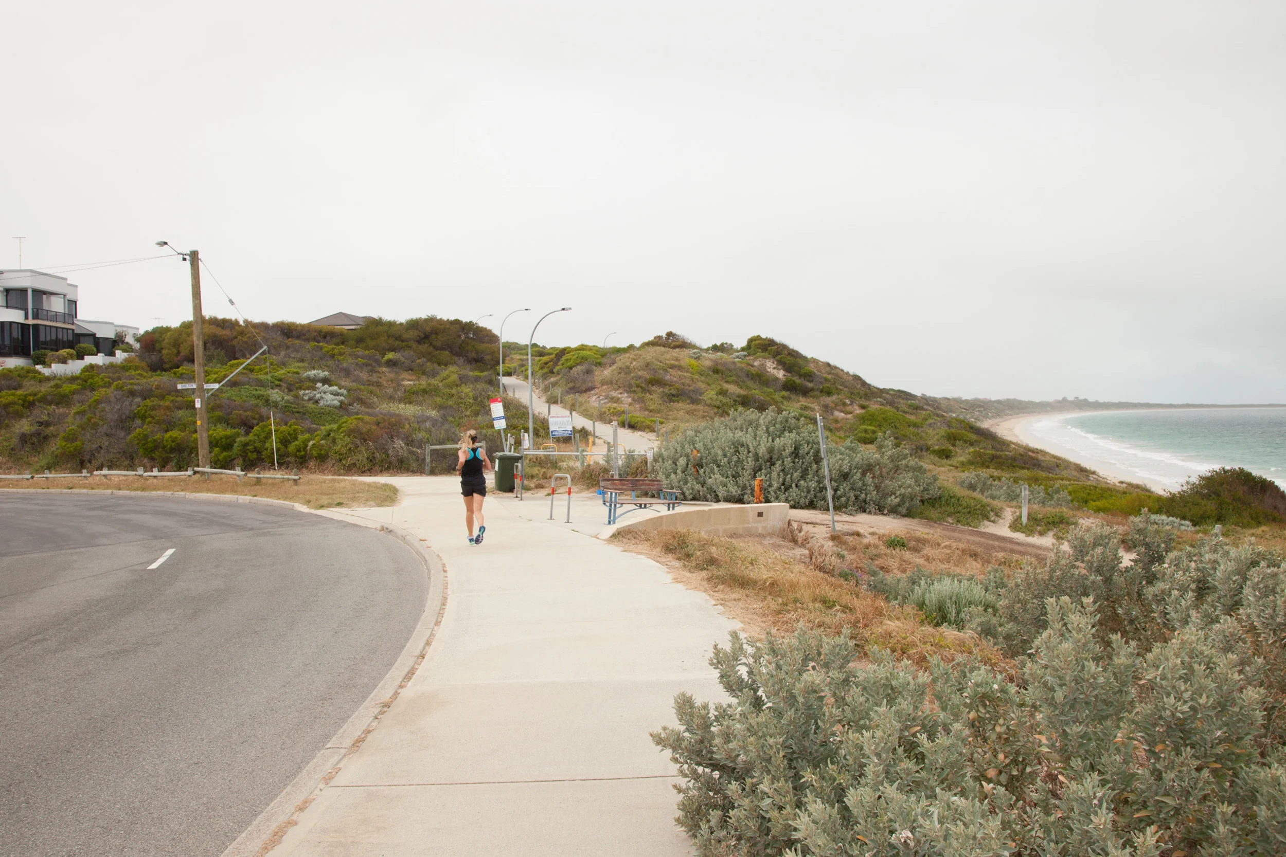 Plate 2: Southern end of Warnbro Beach Road with the coastal paths through the dunes visible.