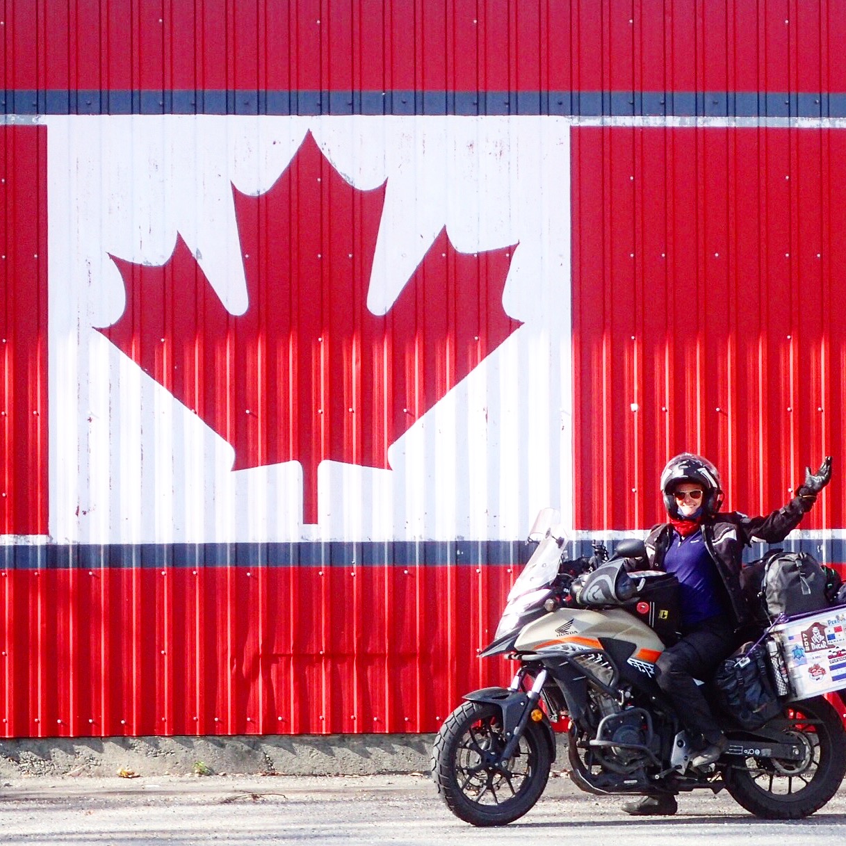 Loud and proud - arriving in Canada 6 months and around 30,000km into the trip