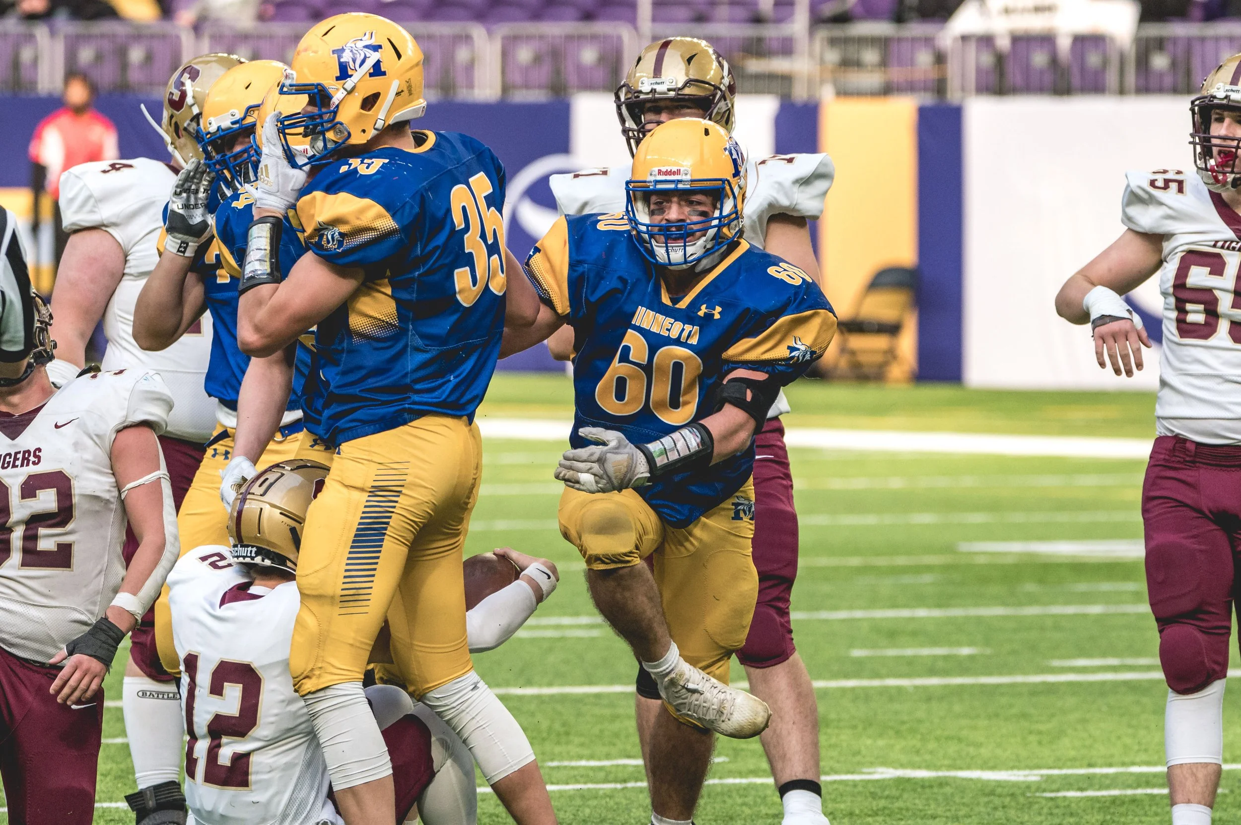 Sawyer DeSmet and Alex DePestel  celebrate a sack.JPG