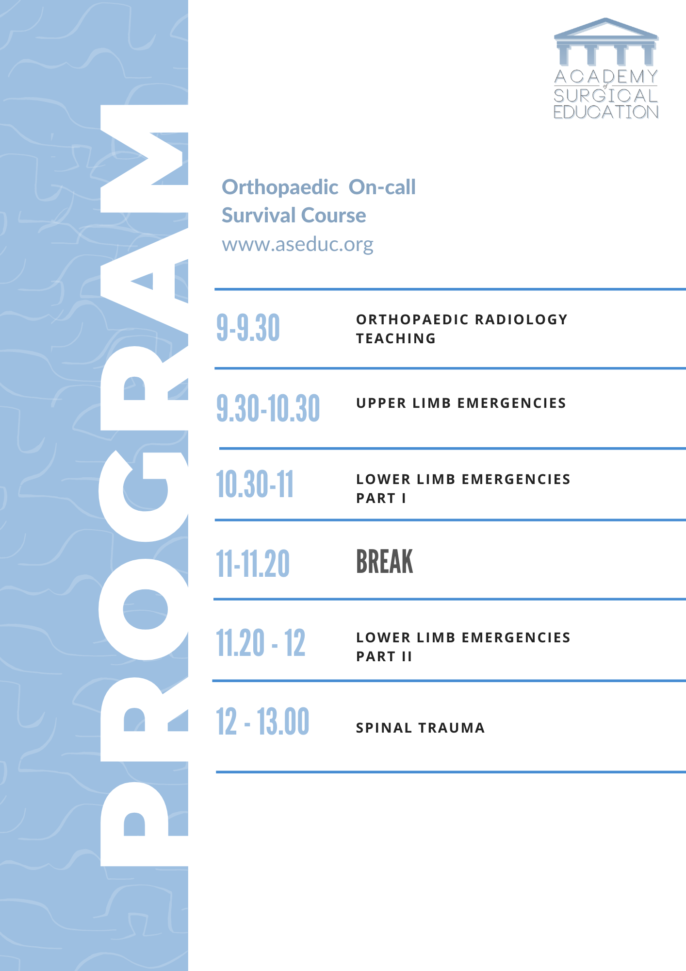 Orthopaedic On-call Survival Course June 2024 Timetable.png