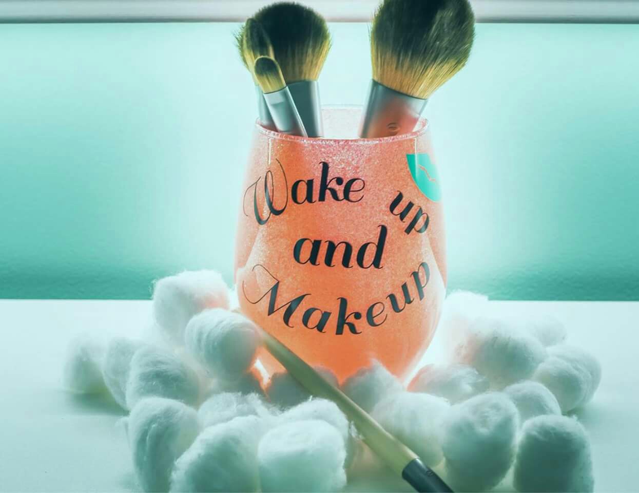 "Wake Up and Make Up" Make-Up Brush Holder