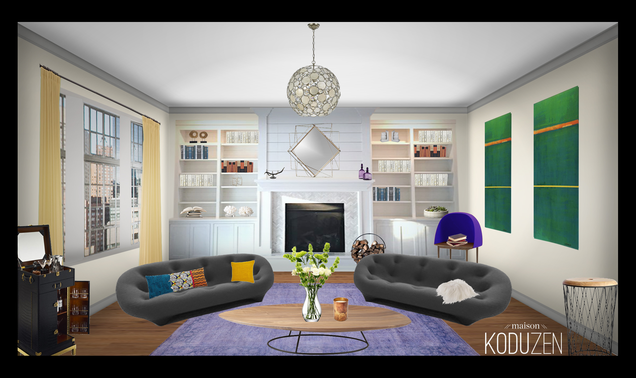 Exemple de rendu d'un salon New Yorkais