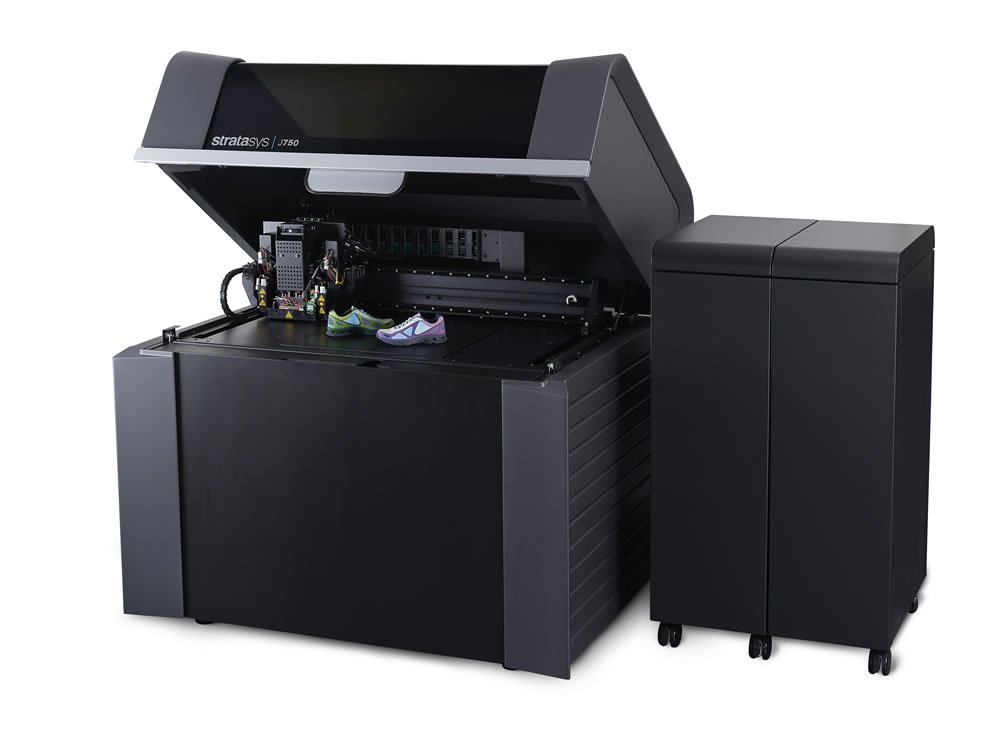 The Stratasys J750 introduces one-stop realism with full colors and multiple materials. The J750's goal is simple: to put the “rapid” in rapid prototyping. Color comes naturally to the J750: neutrals and neons, shadows and highlights, textures and gradients — over 360,000 colors automatically mapped from your design software for photorealistic models. Users can load six materials at once for sweeping variety without swapping canisters.