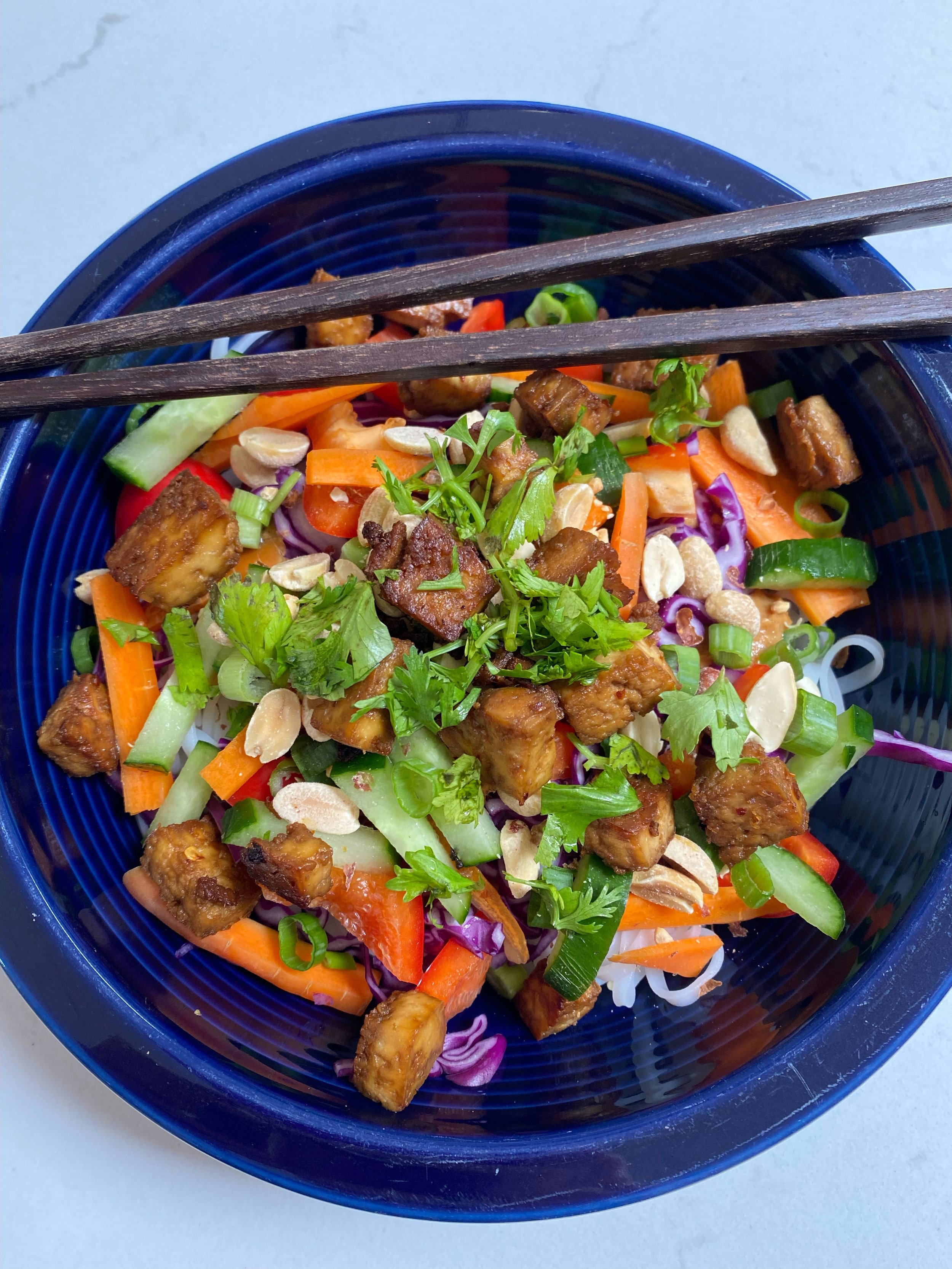 Vegetable Noodle Bowl with Peanut Sauce