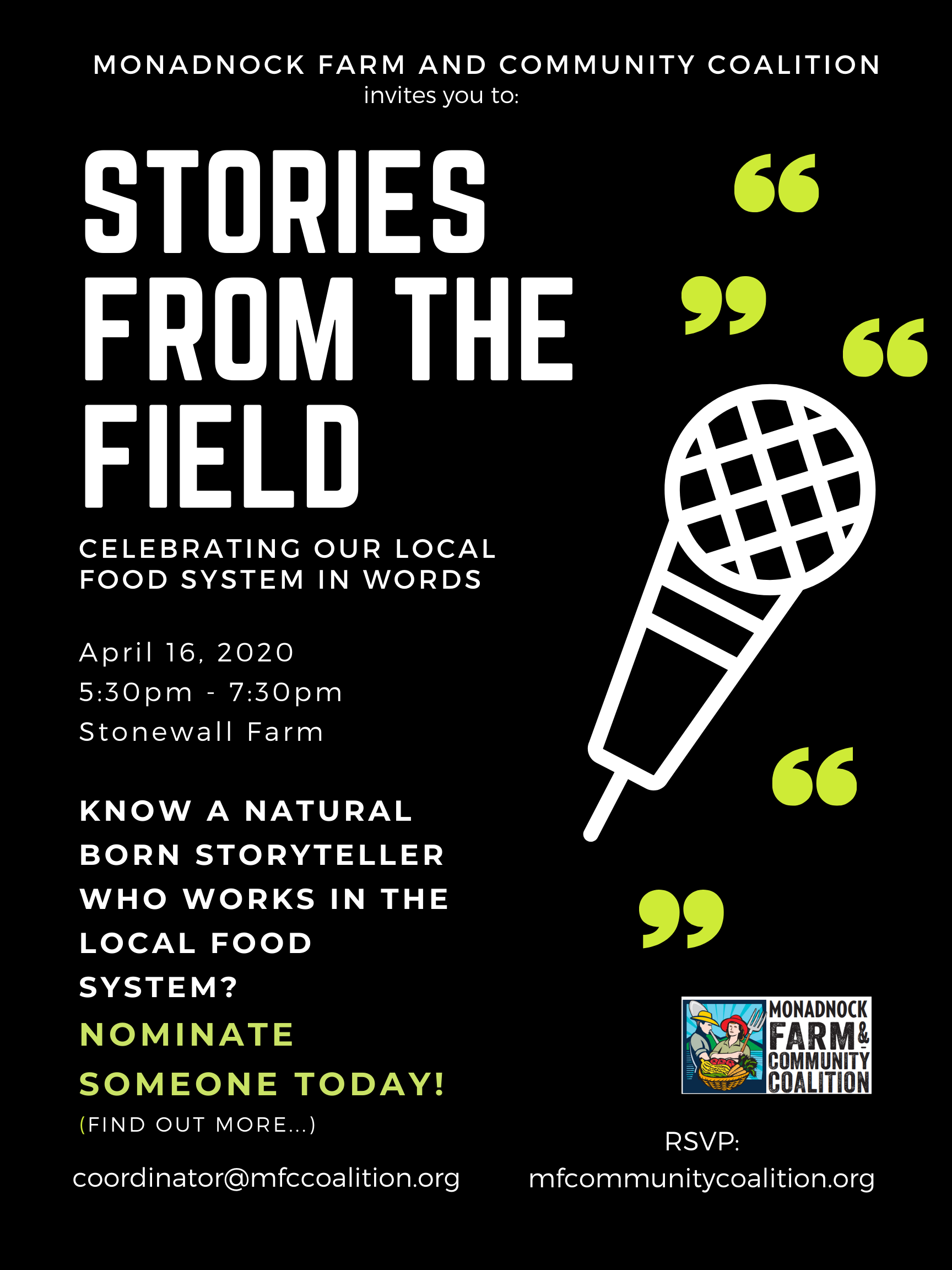 Stories from the Field: Celebrating our Local Food System in Words