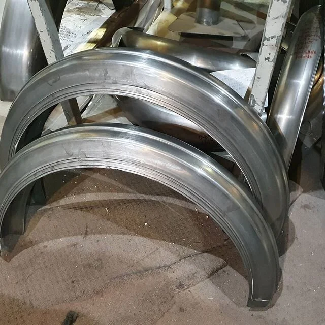Henderson 1913 to 1918 blanks . Both front and rears . We are a bit slow on finished guards this week as we ha ve been rolling a batch of 16 of these destind for the USA.
This is the fist batch of 8