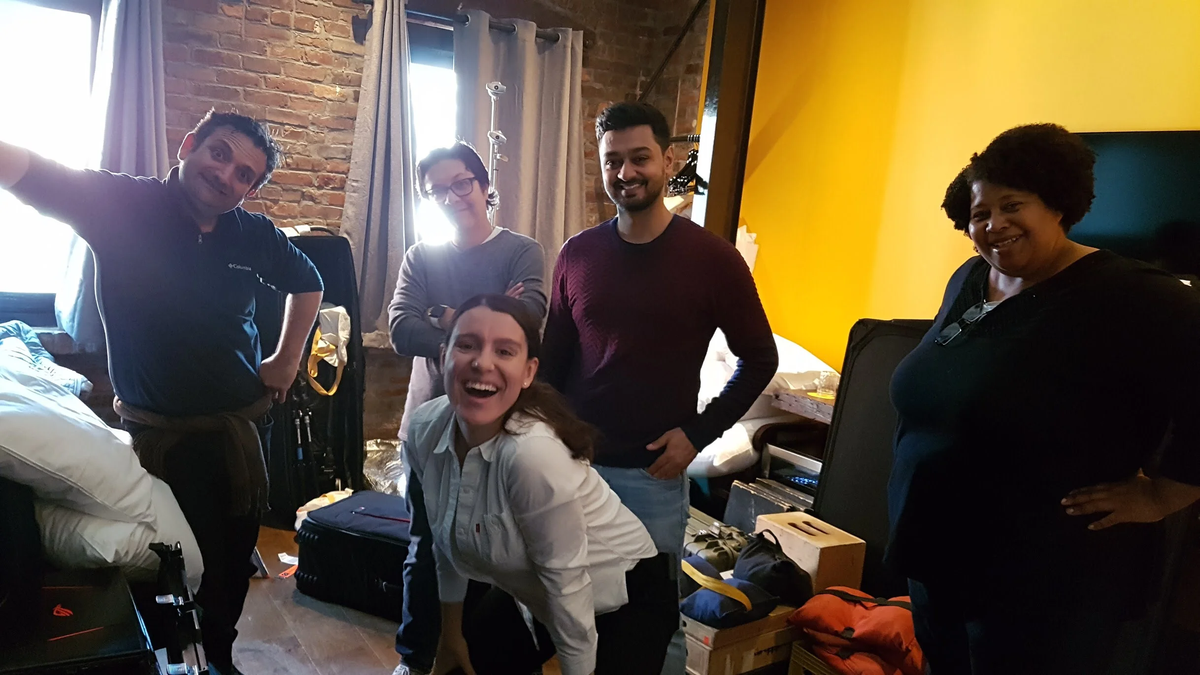 Team New York in our tiny hotel room. 