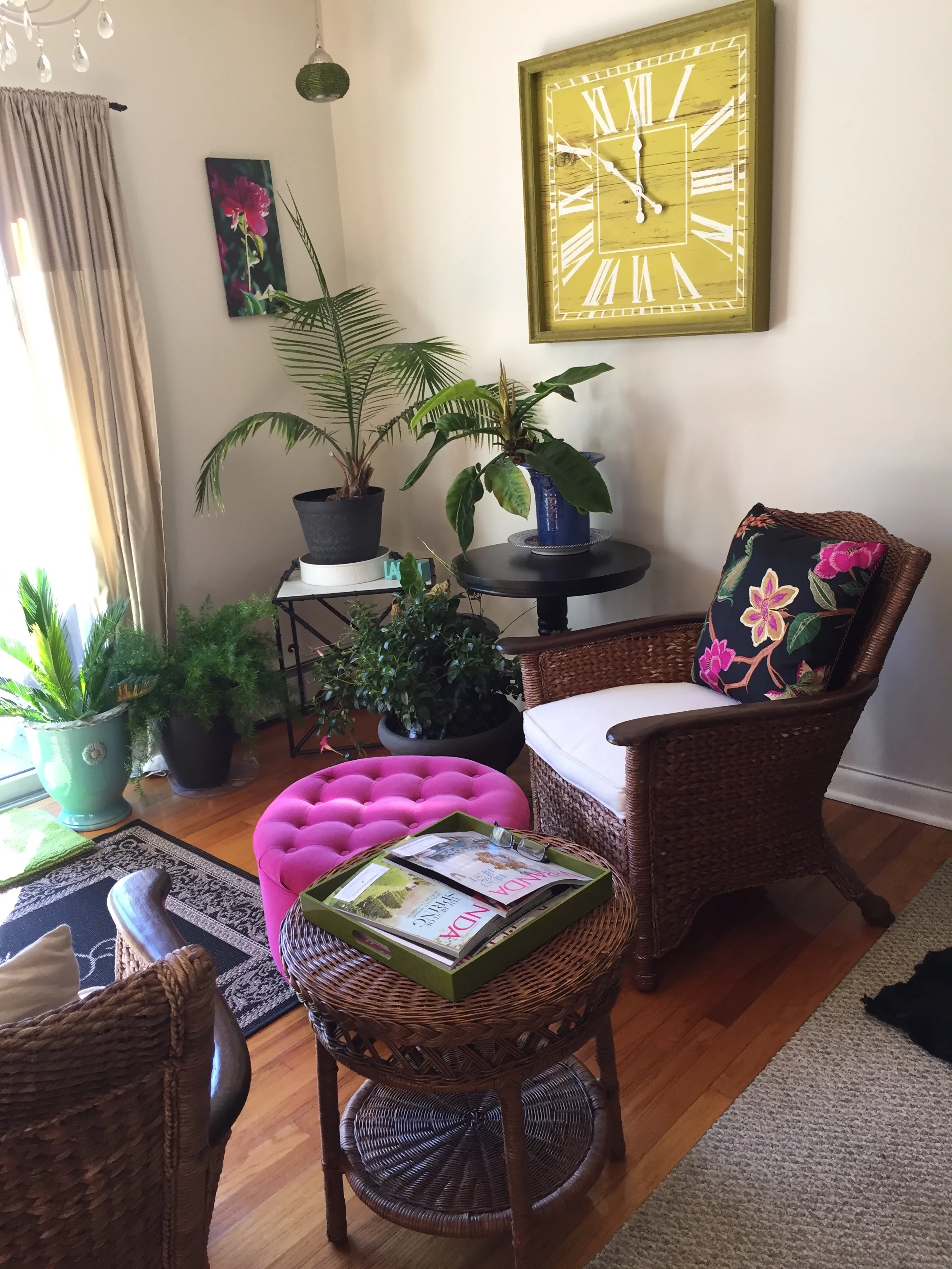This is the room after I placed a fun decorative pillow there!
