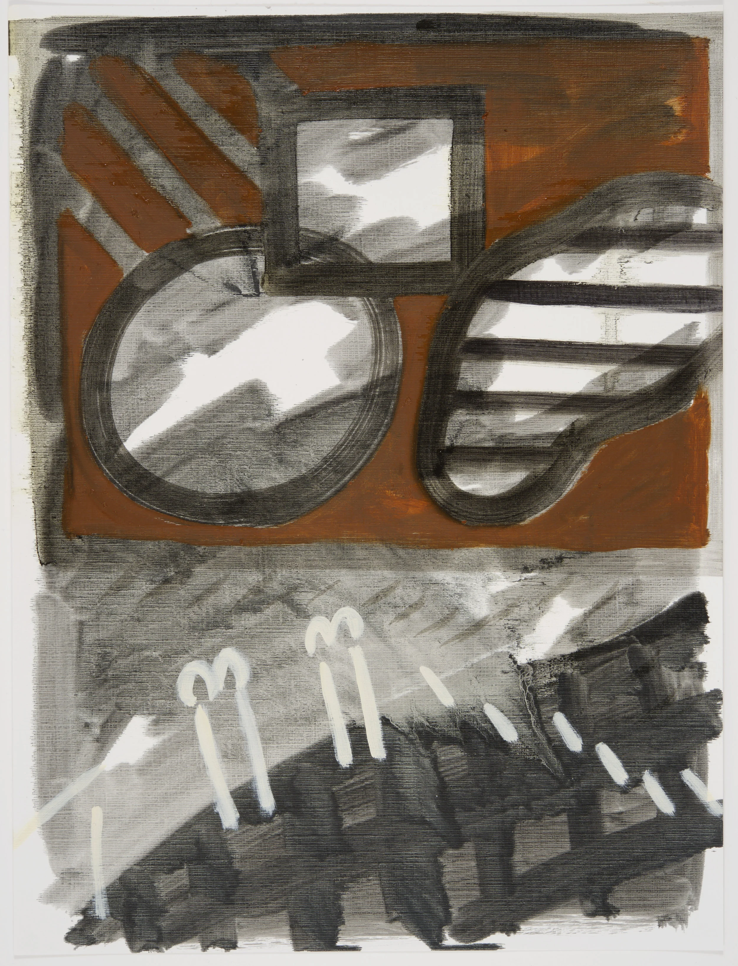 Two and three (V/P #68) 2016, Oil on paper, 42x35cm