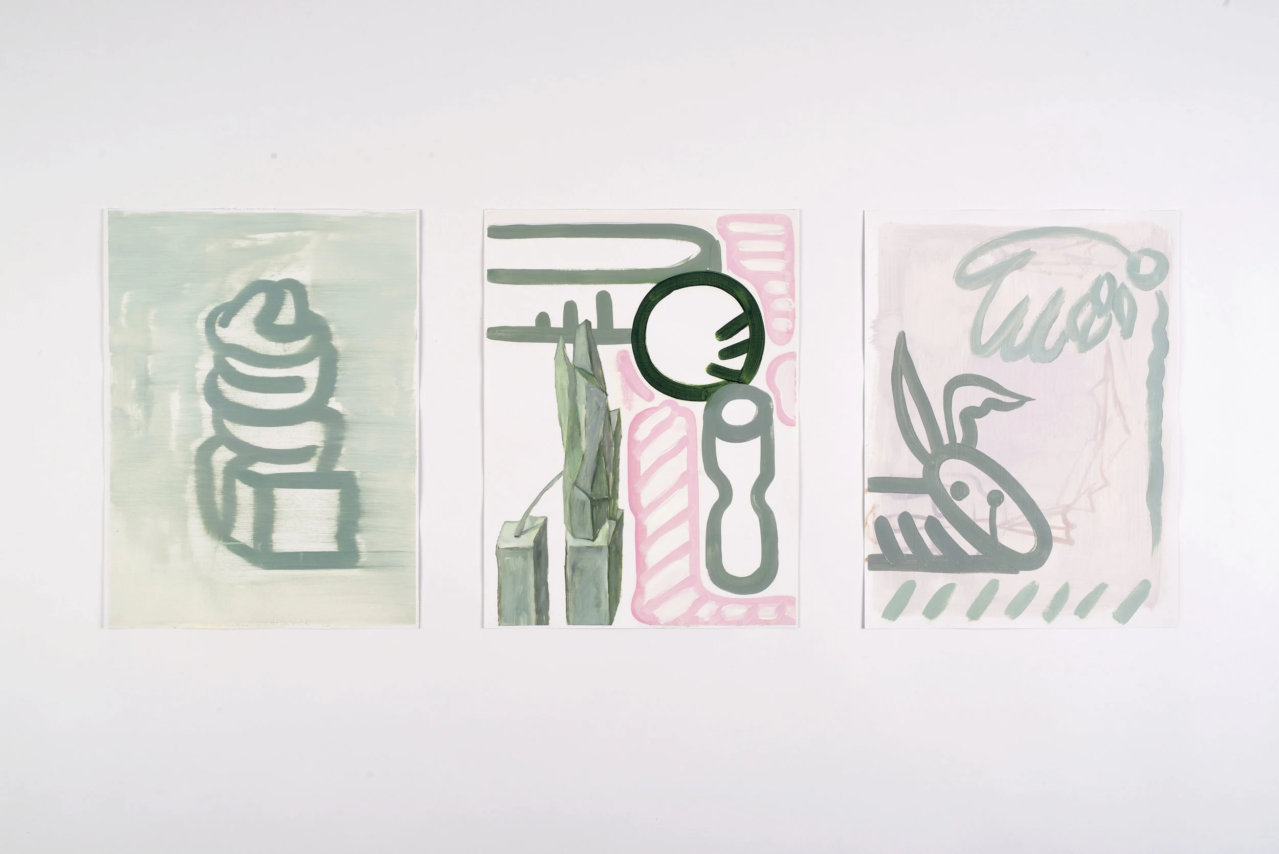 Sculptural romance (V/P #22,23,24) 2017, Oil on paper, 41x31cm(each)