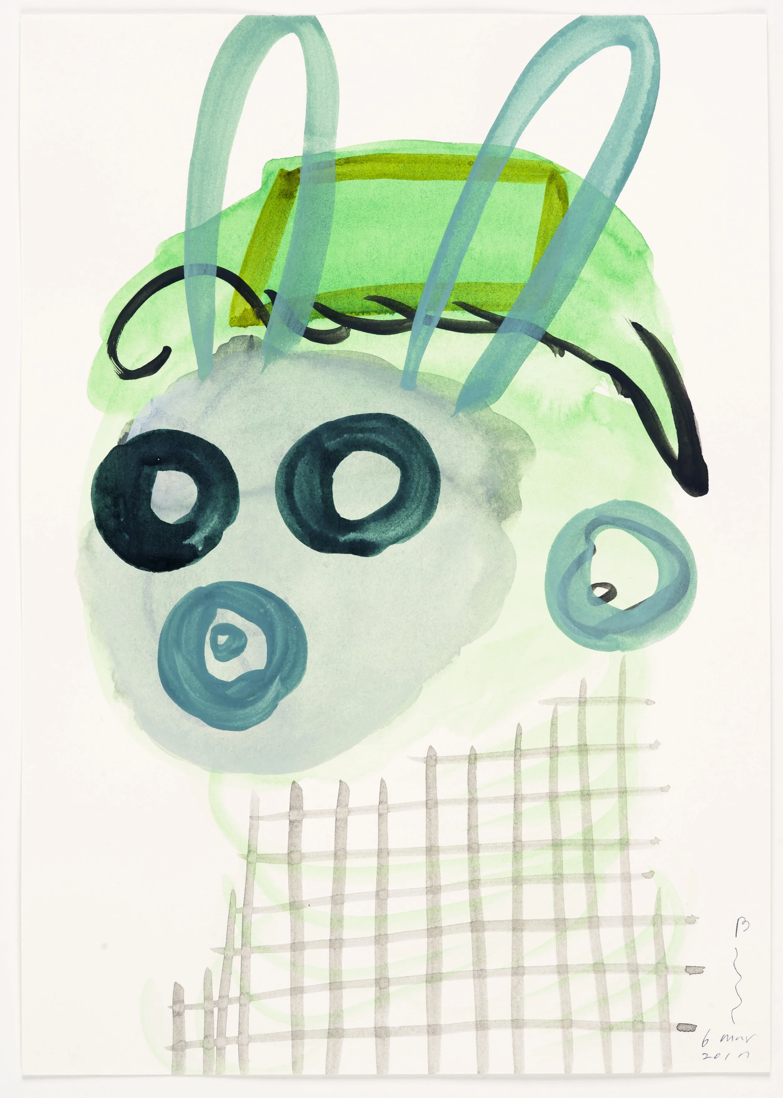 Spaced-out person (V/P #78) 2017, Watercolour on paper, 30x21cm