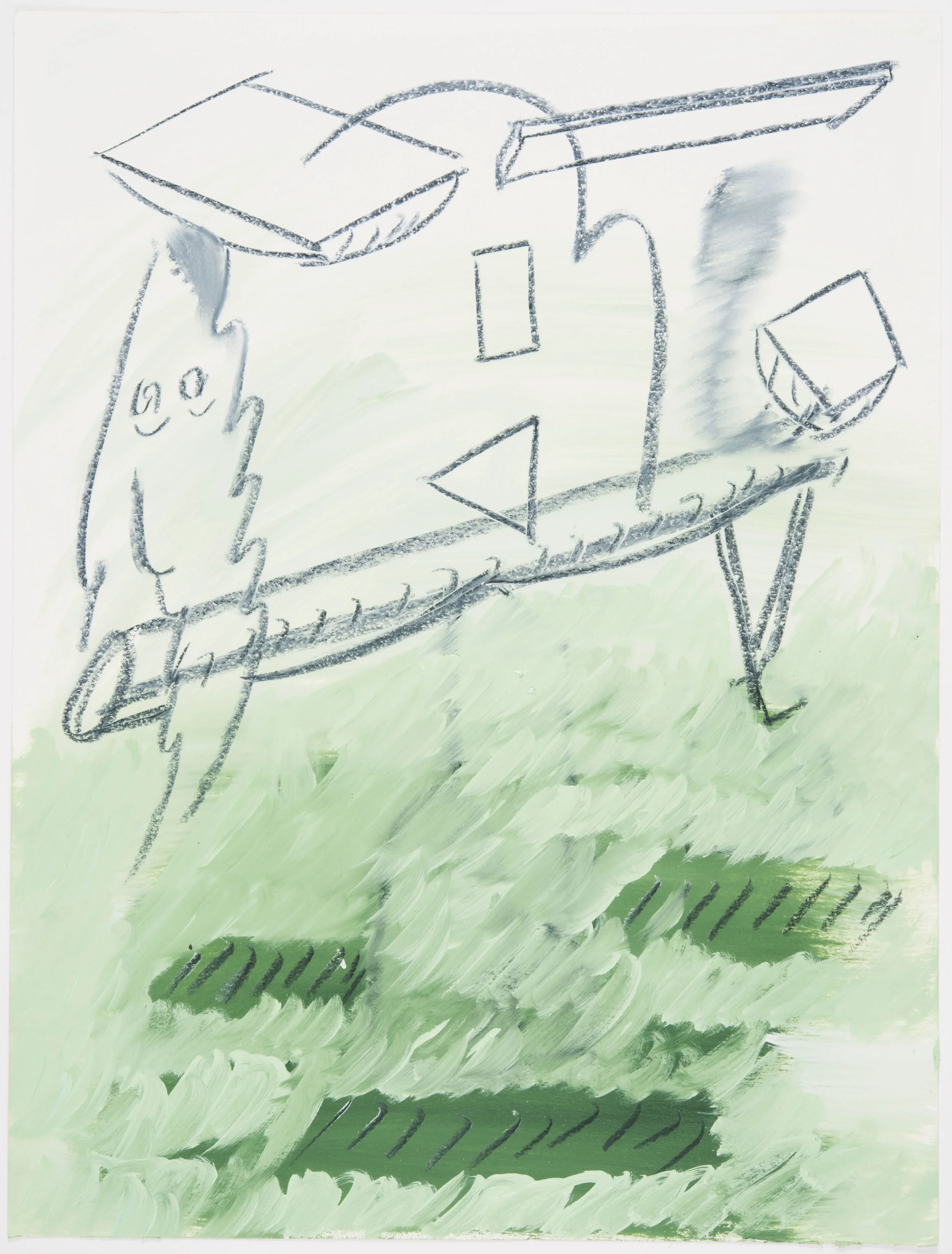 Vulnerable painting #91 2017, Charcoal and oil on paper, 41x31cm