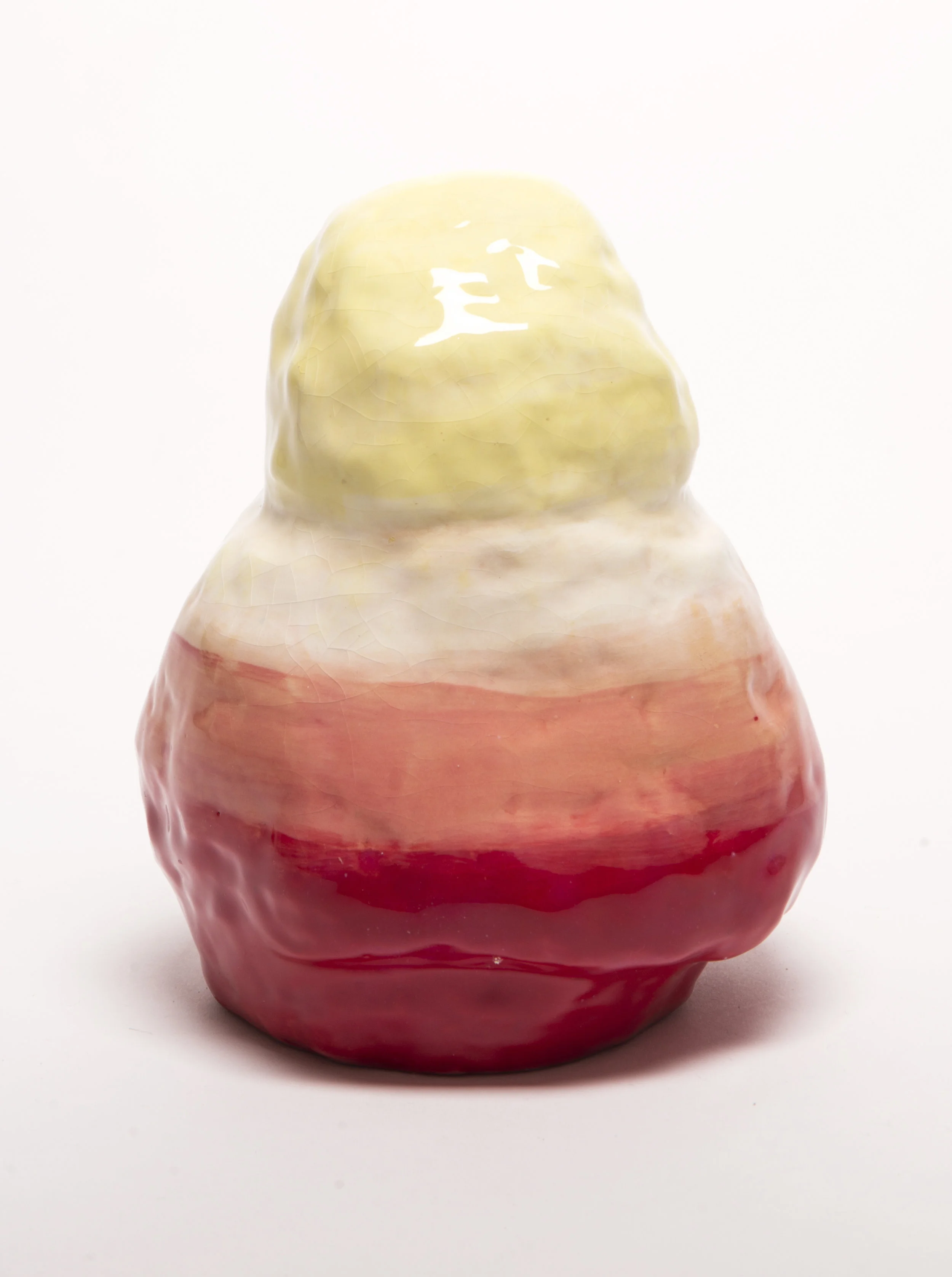 Strawberry jam, clotted cream and melted butter in a Figure 2017, Glazed ceramic, 13x15x25cm