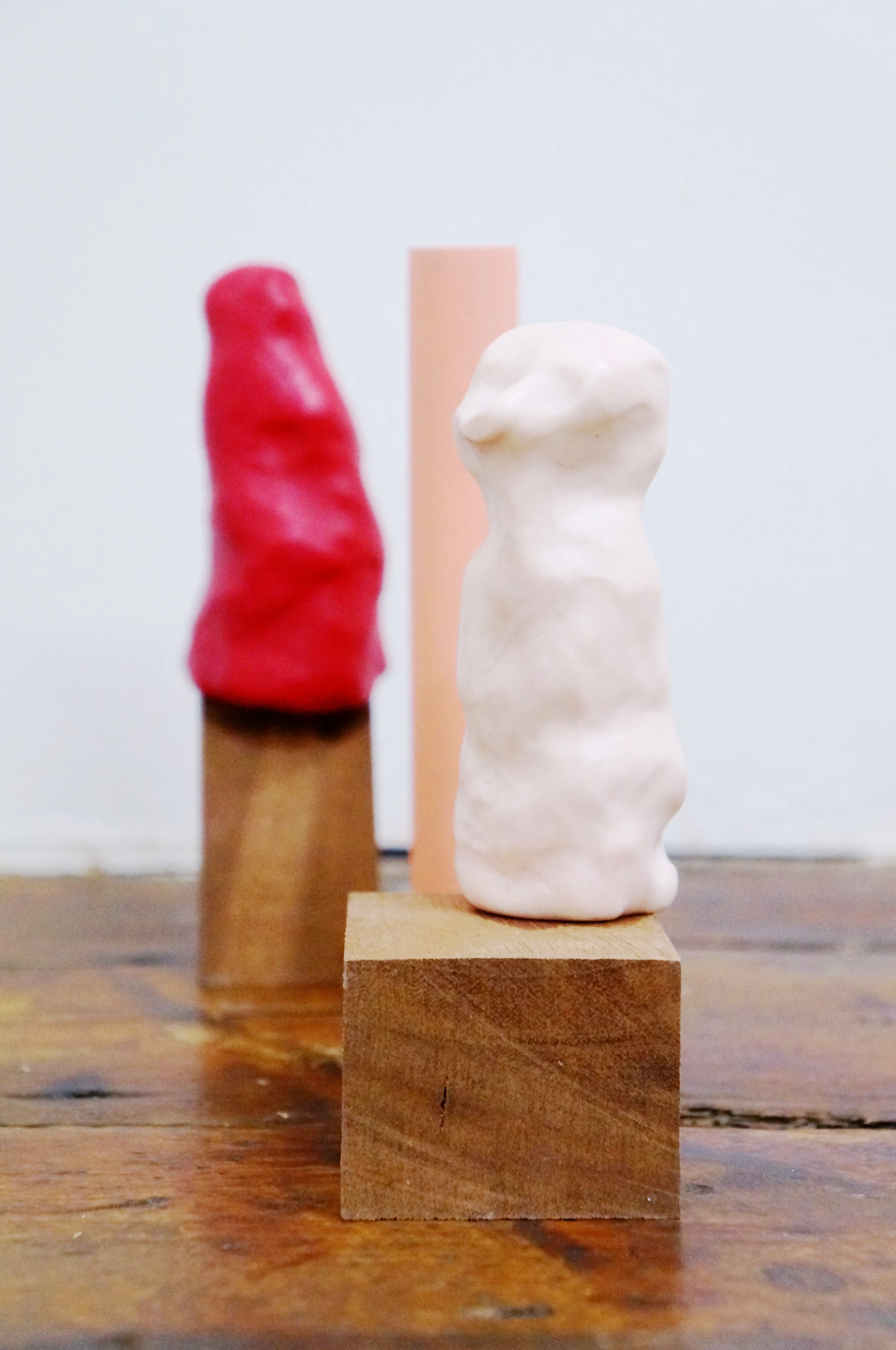 Untitled 2017, Coloured clay, wood, ceramic, Dimensions variable