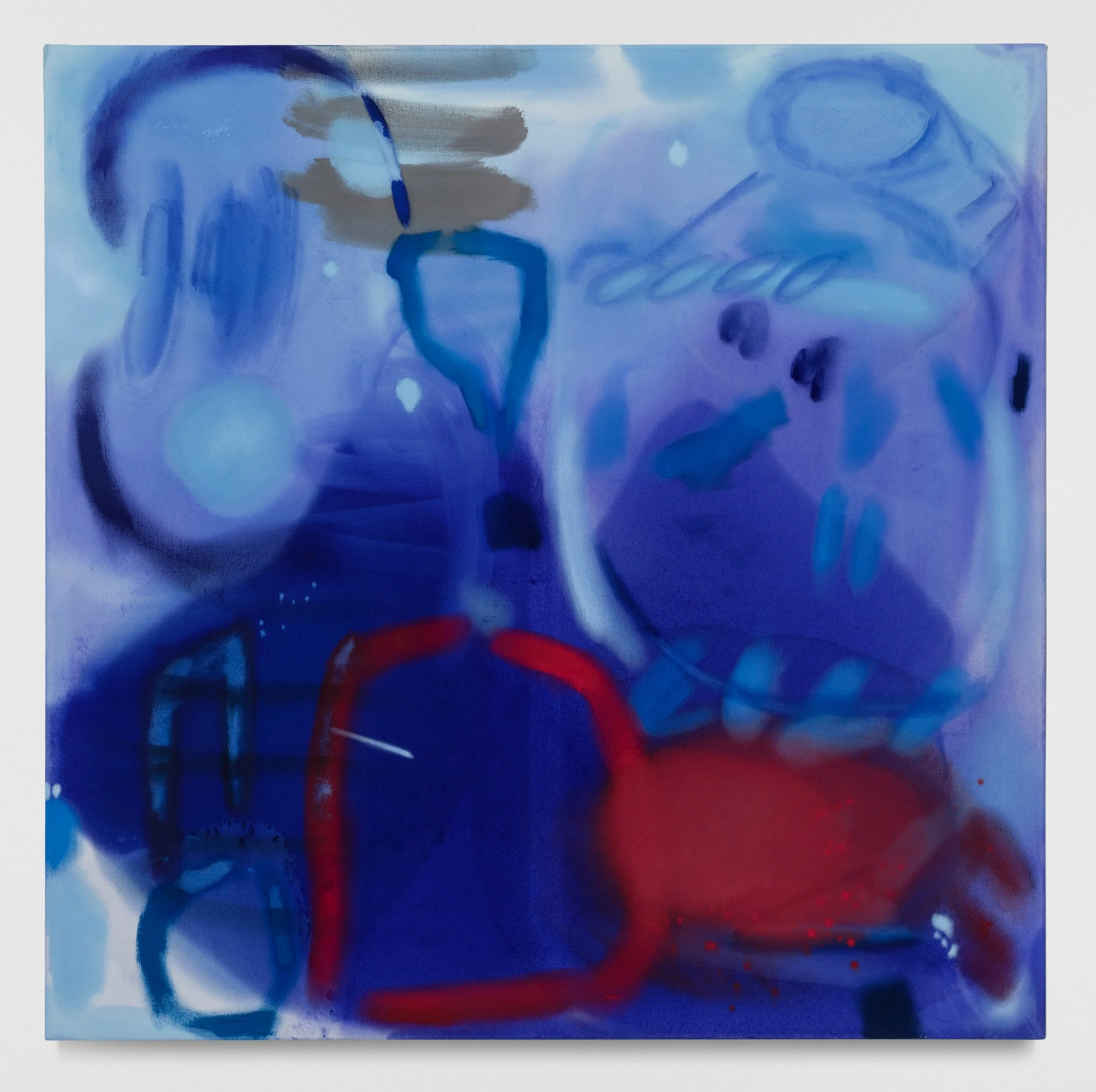 Picture 85 (in blue) 2020, Oil on unprimed canvas, 132x132cm