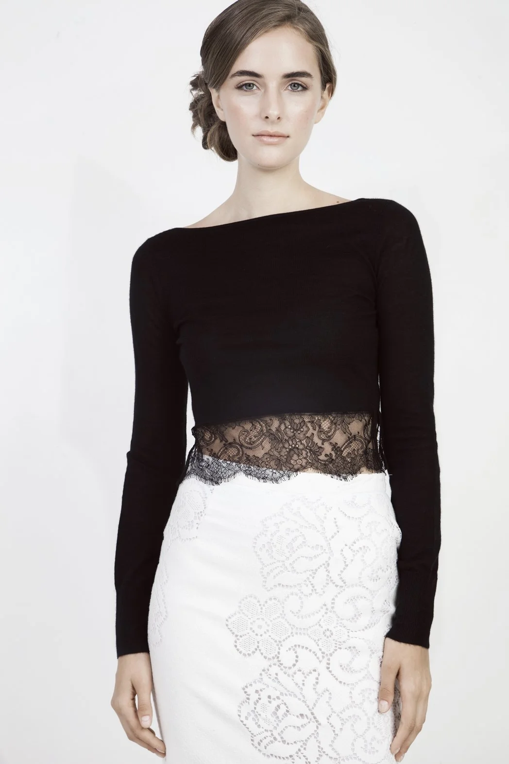 white crop top with red roses