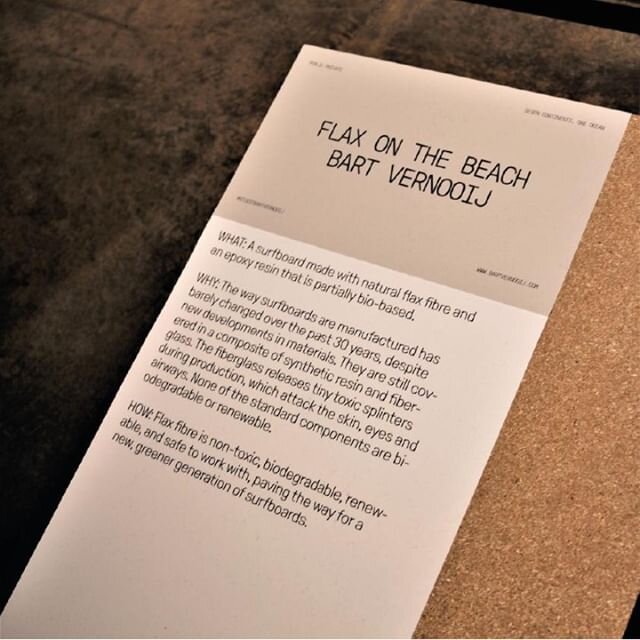 Throwback to Dutch Design Week 2019 - Design Academy Graduation Show⁠
.⁠
.⁠
.⁠
#studiobartvernooij #flaxonthebeach #surf #sustainablesurf #surfscene #beach #natural #surfboard #material #handmade #design #silkscreen #flax #bioresin #textiledesign #or