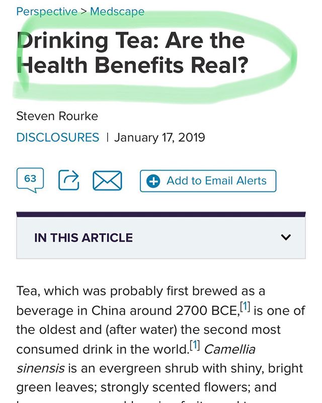 Interesting article to appear in Medscape, Drinking Tea: Are the Health Benefits Real?&nbsp;&nbsp;While it concludes, like most discussions on anything other than medications, more studies are still needed, it does cite some benefits from green tea, 