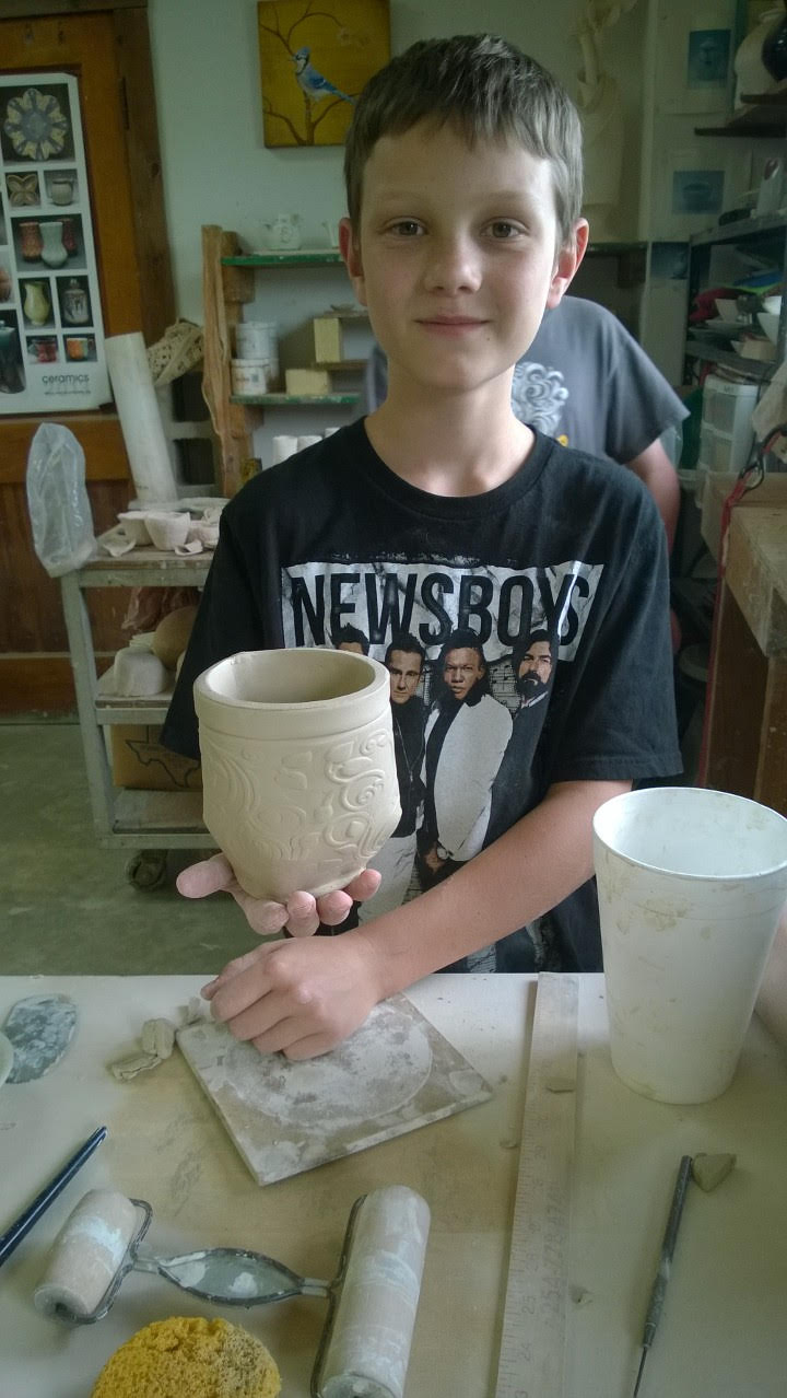 David Schilling is a 12 year old native of Caldwell, TX who enjoys creating pottery. His interest for pottery began at the age of nine, and he studies under Mrs. Rachel Norris at Joy Pottery in Bryan, TX. His pottery exhibit won Grand Champion in the 2015 Burleson County Fair. He also enjoys soccer, basketball, playing the drums and raising rabbits and chickens.