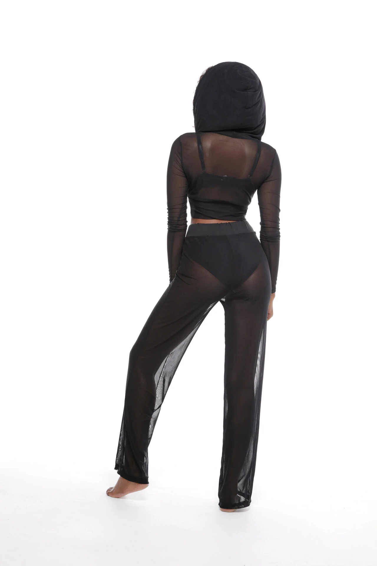 Plus size mesh pants set for women