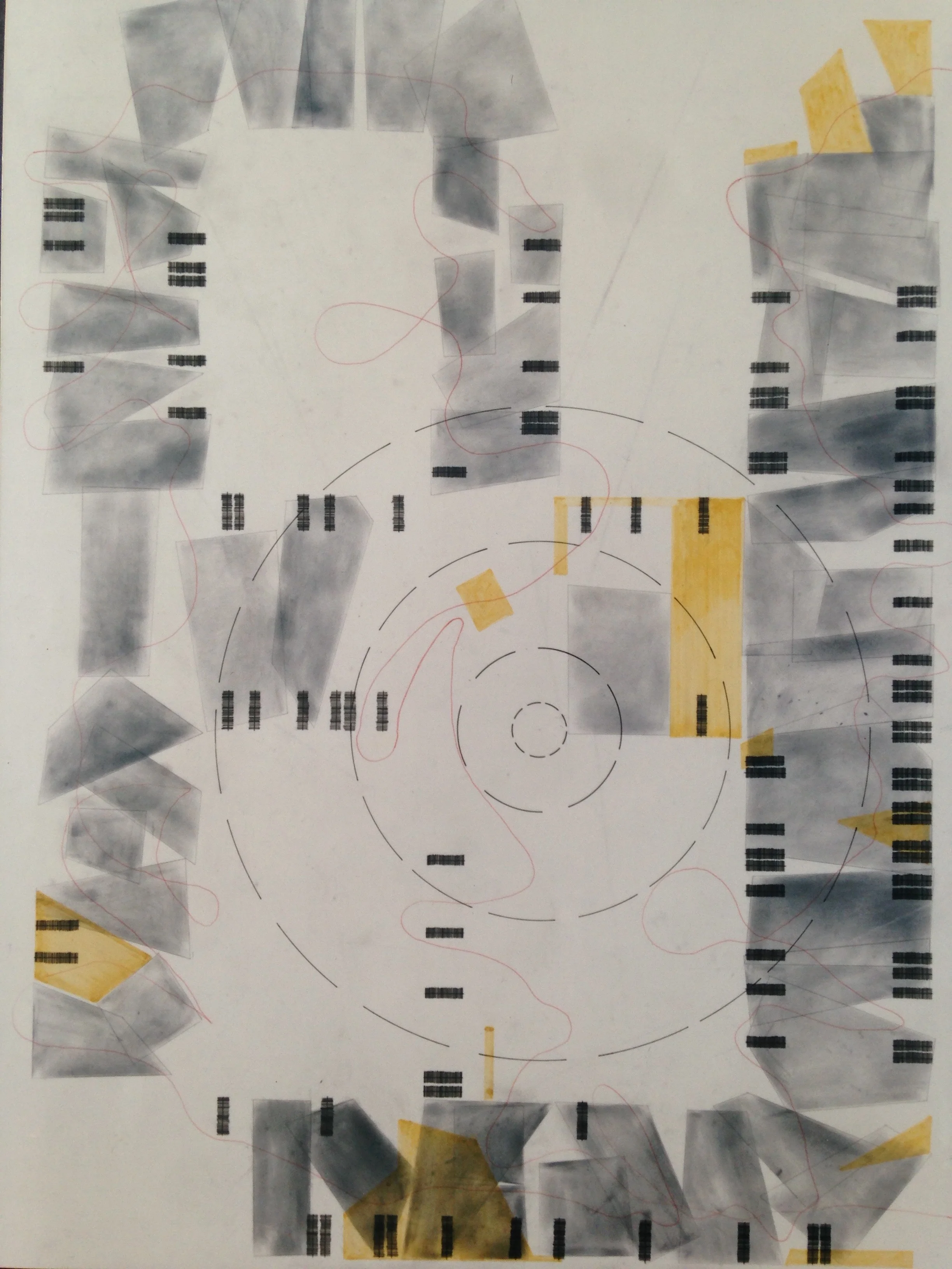 Marketplace Study, ink and pencil on mylar, birds eye view