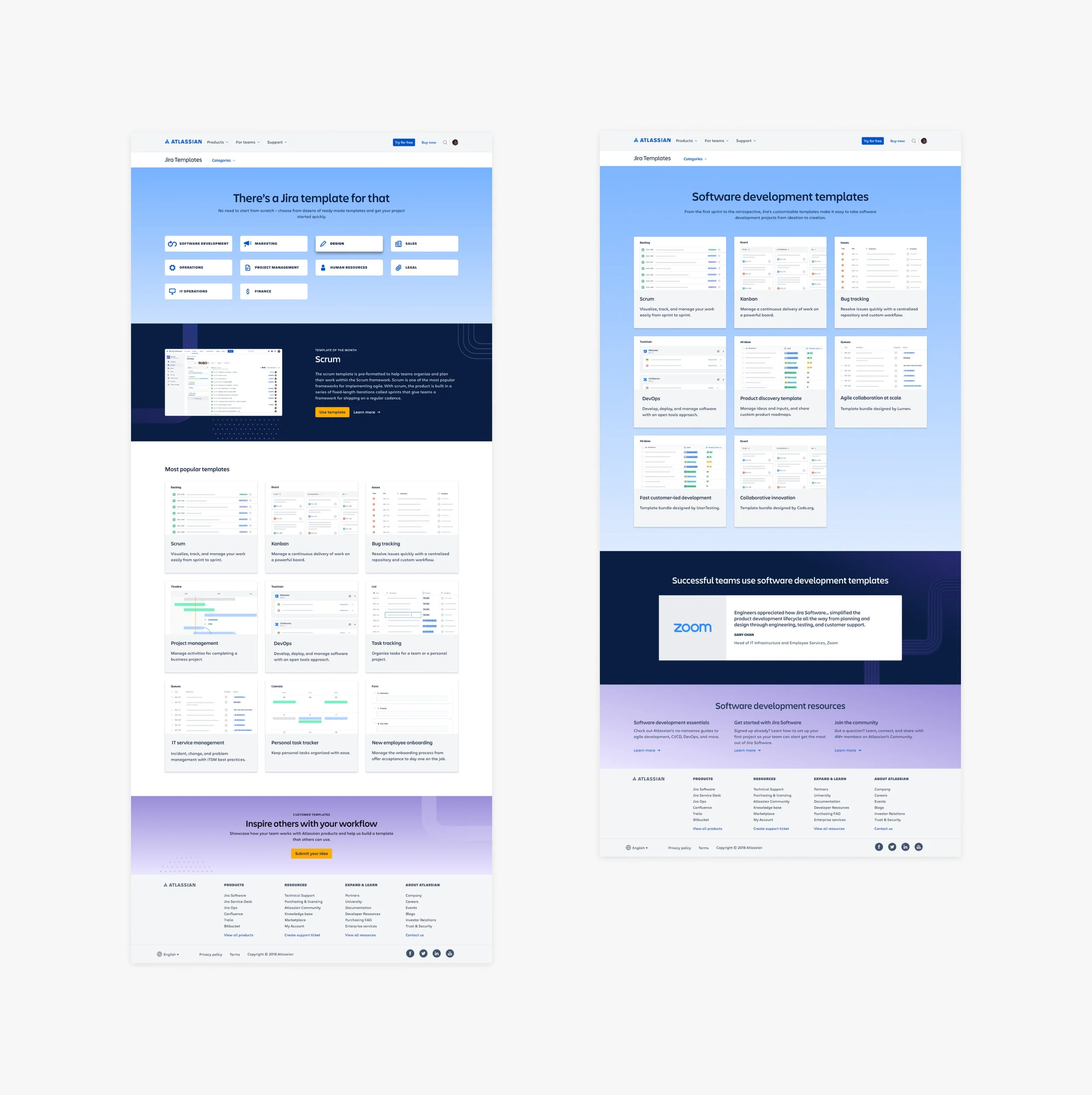   Final full-page designs:  Homepage > Team category page 