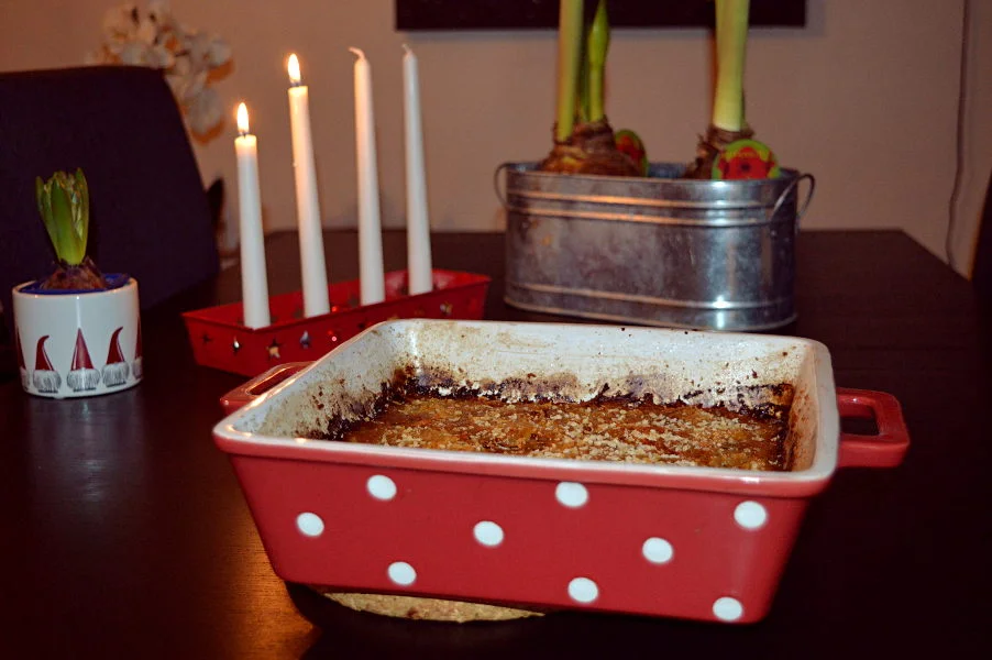 Vegetarisk Janssons frestelse i röd form