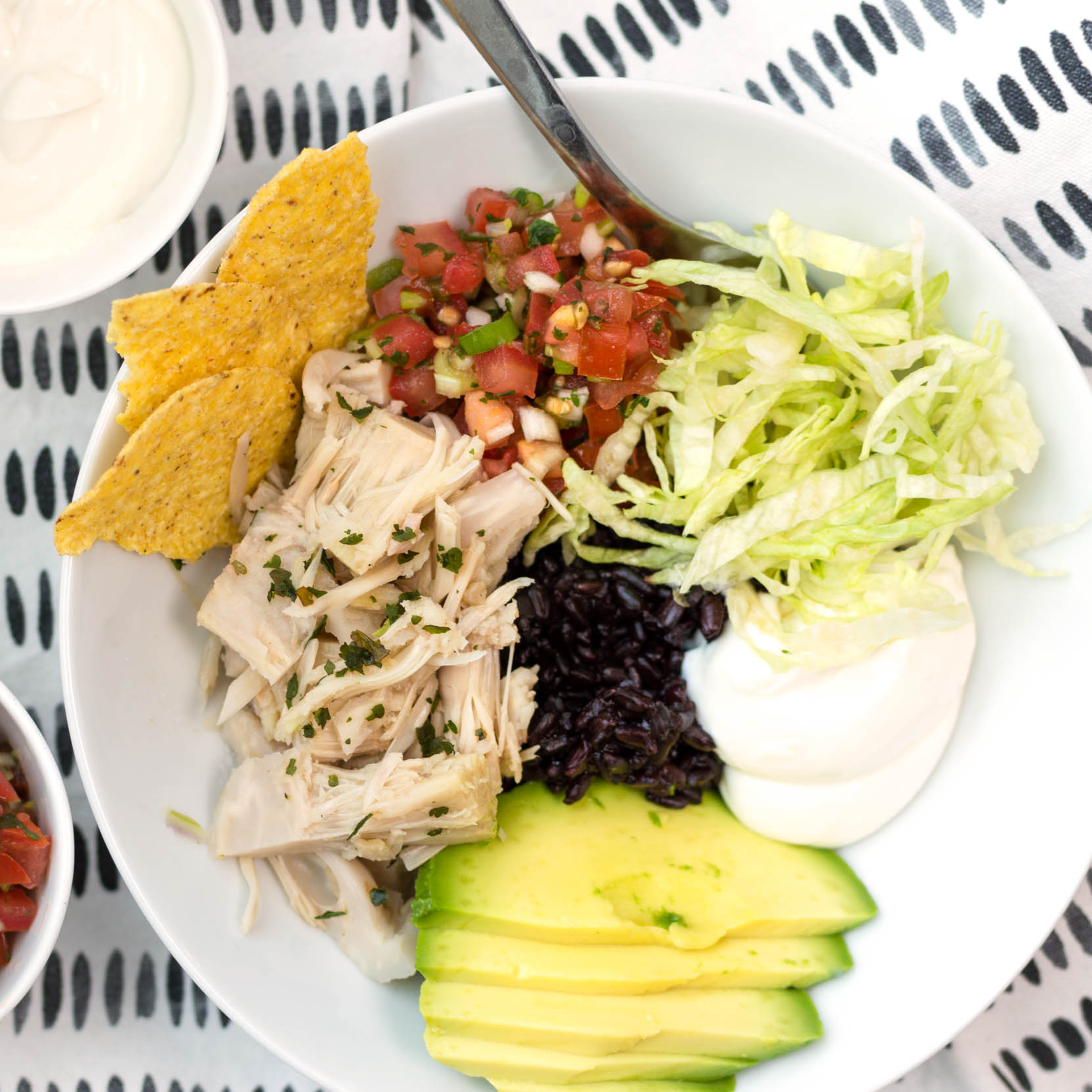 Habanerokokt jackfruit och skiss på tacoskål