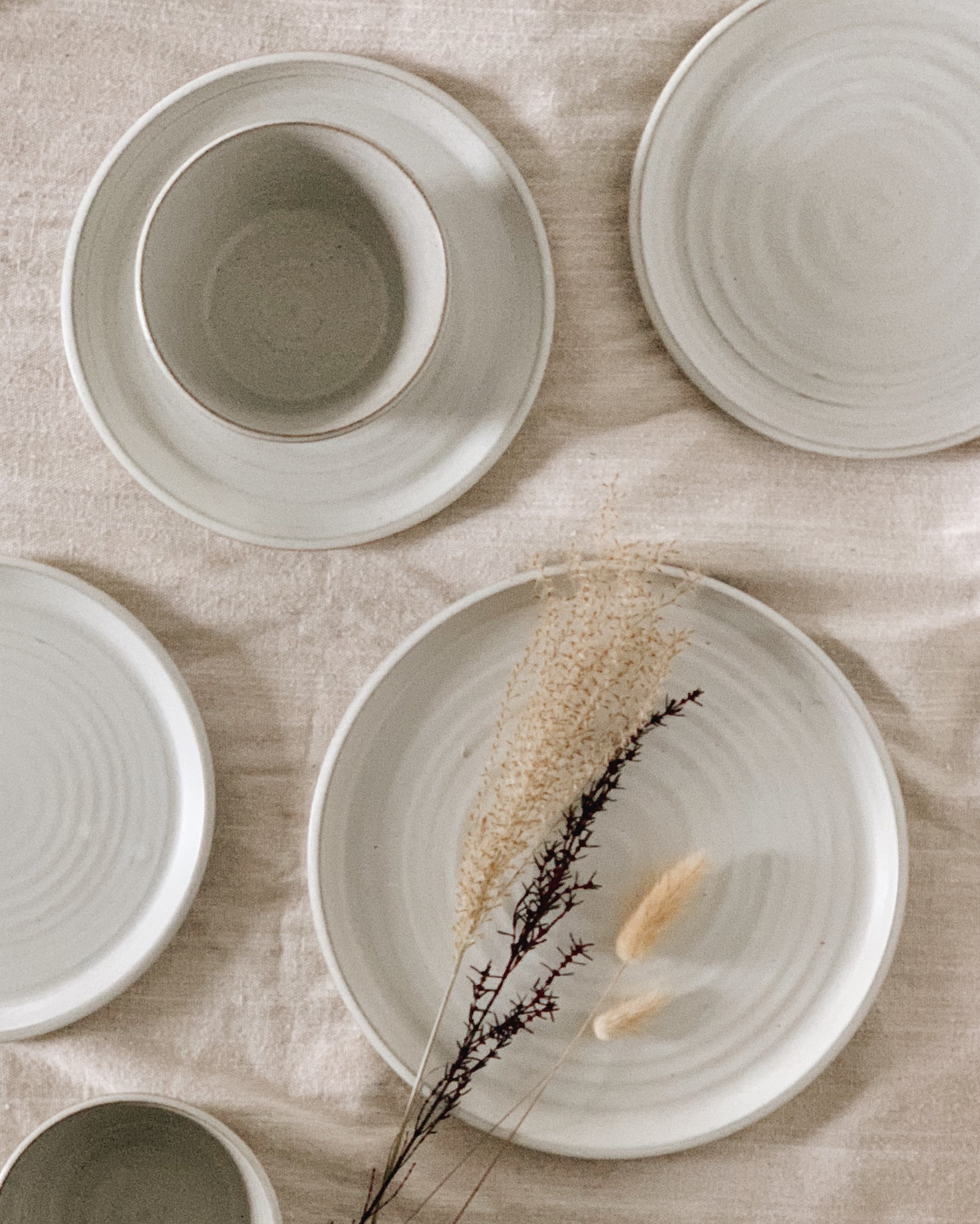 dinnerware set flatlay