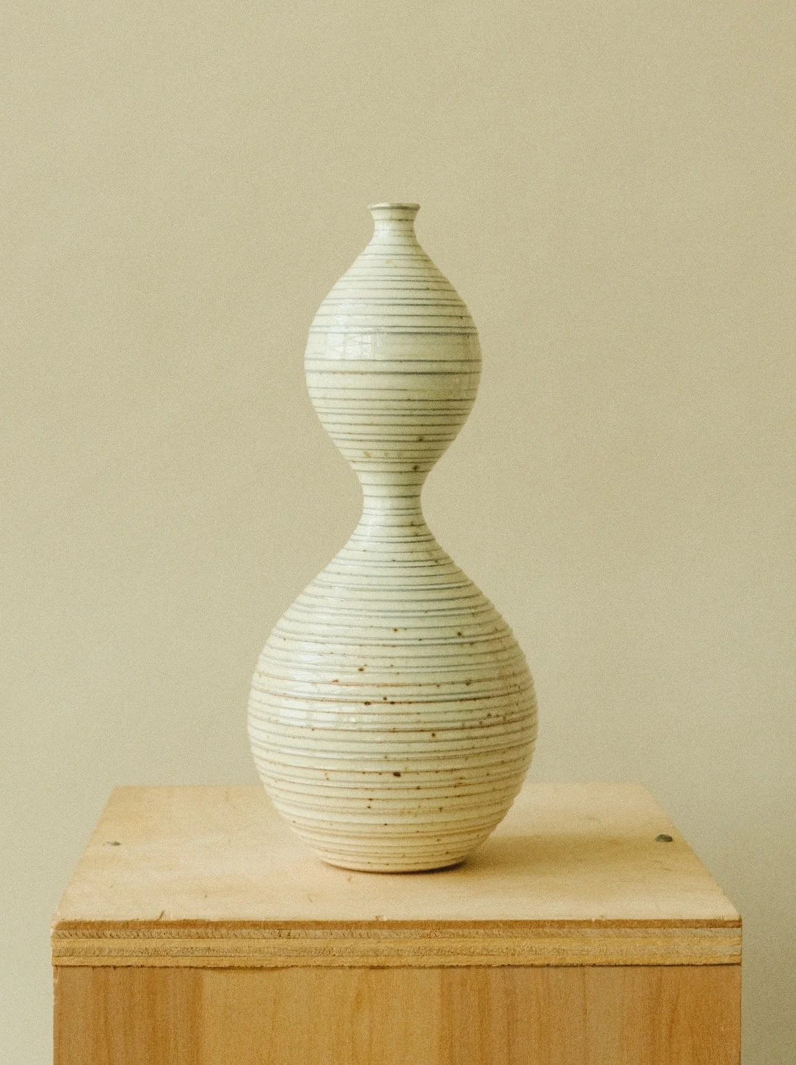 Tiered Vase — Wood-Fired White Salt