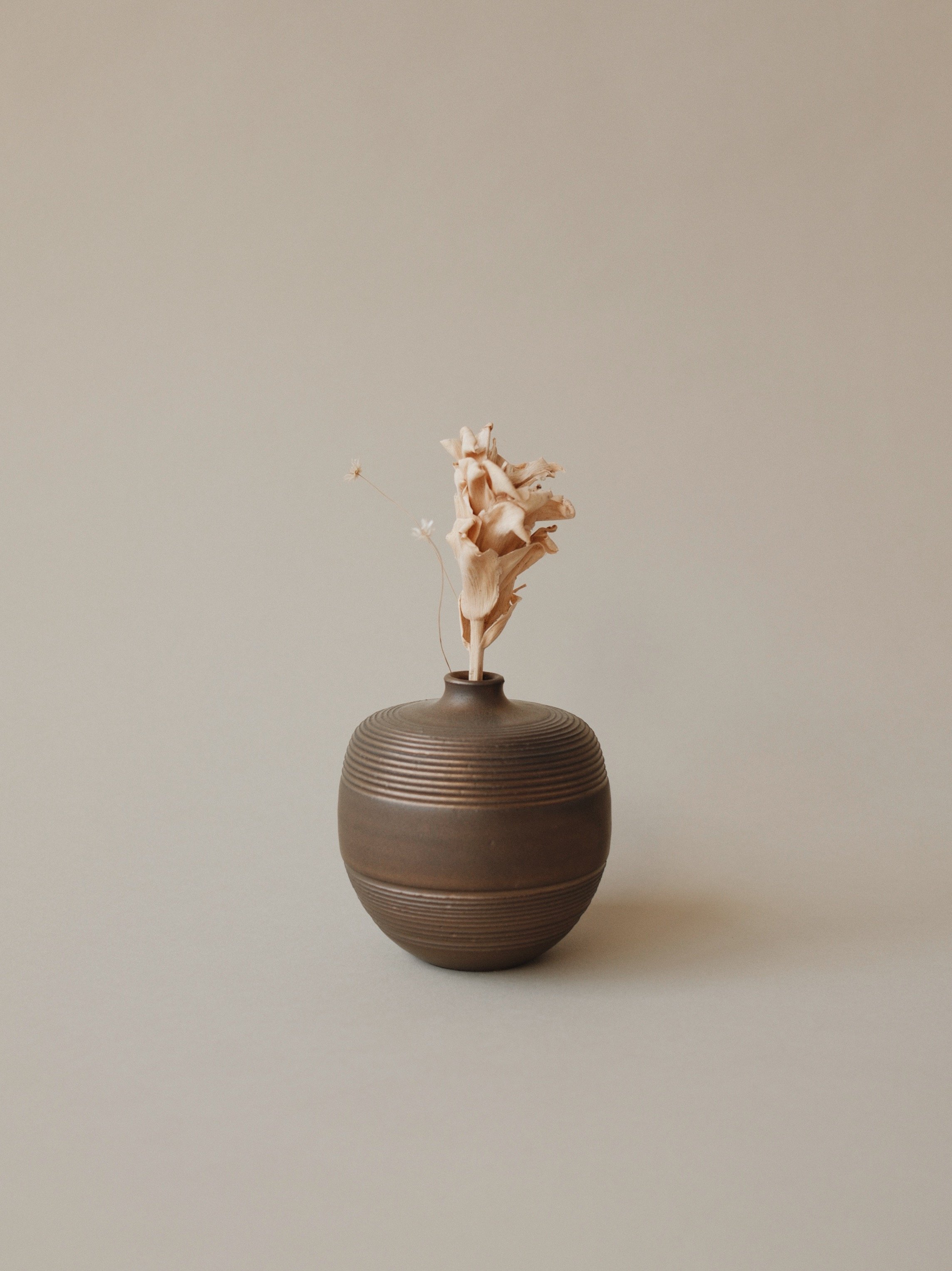 Mini Bud Vase — Striped Bronze