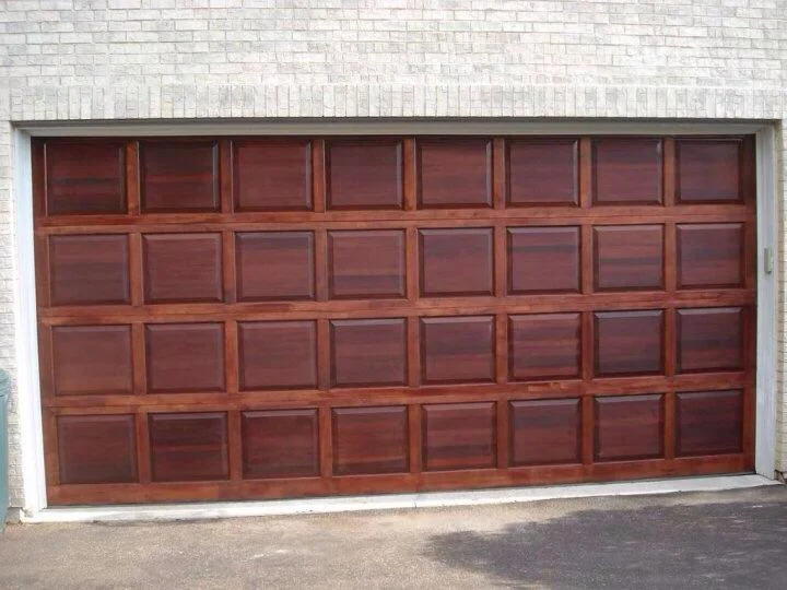 Wood garage door staining