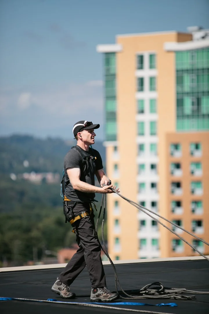 Sky Clean Commercial Cleaner on Roof
