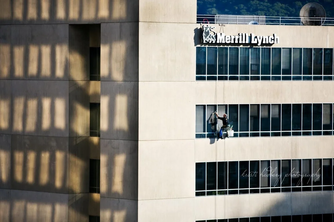 Sky Clean Commercial Window Cleaner on Rope at the Biltmore Building