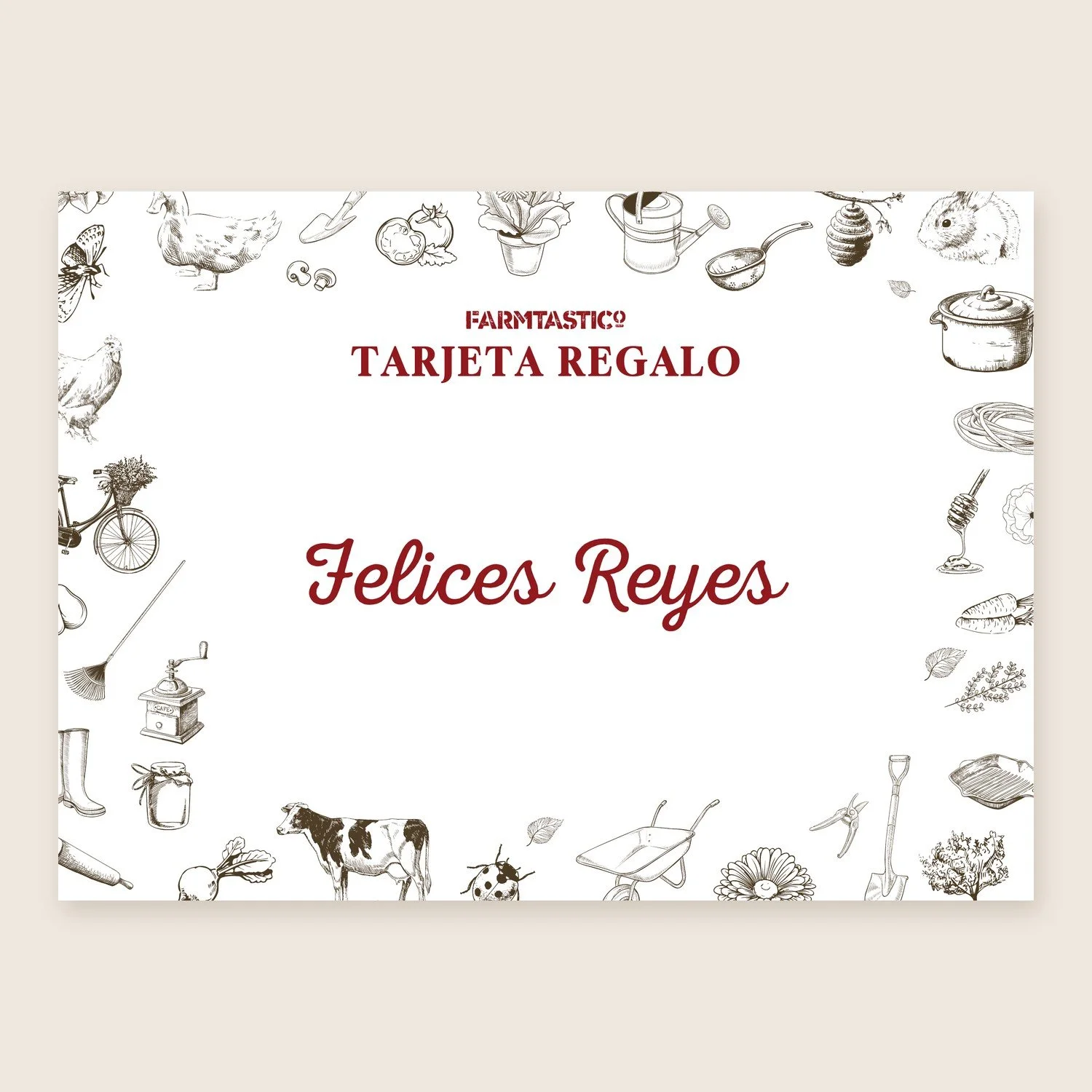 Tarjeta regalo FARMTASTICo, diseño «Felices Reyes»