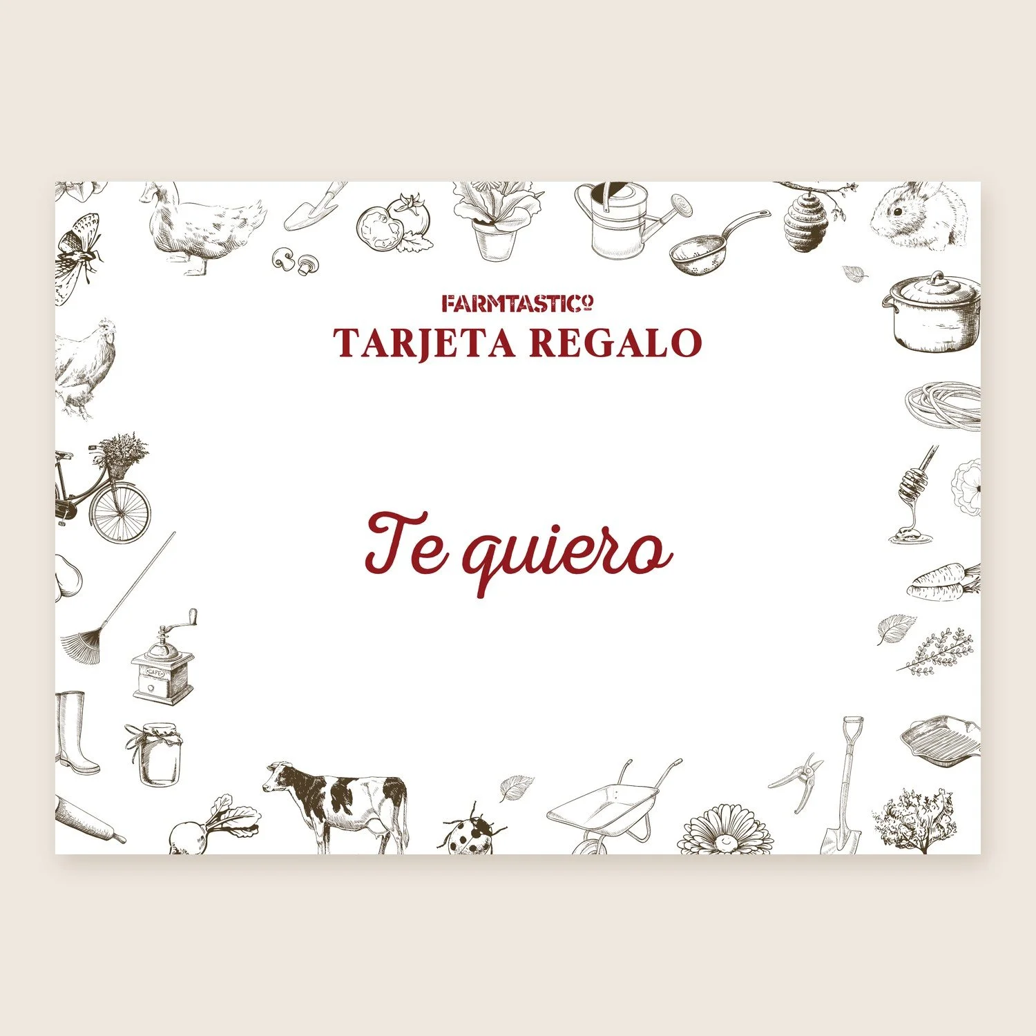 Tarjeta regalo FARMTASTICo, diseño «Te quiero»
