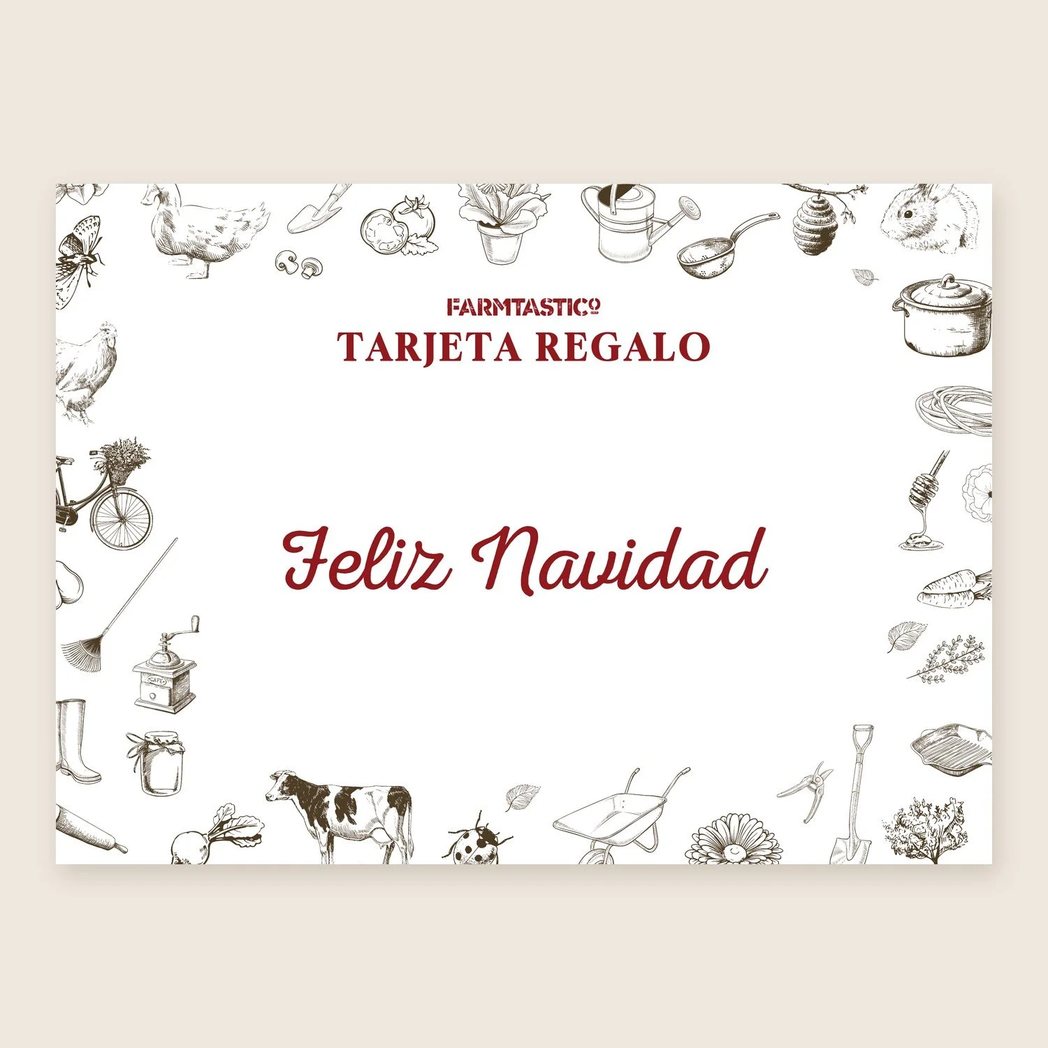 Tarjeta regalo FARMTASTICo, diseño «Feliz Navidad»