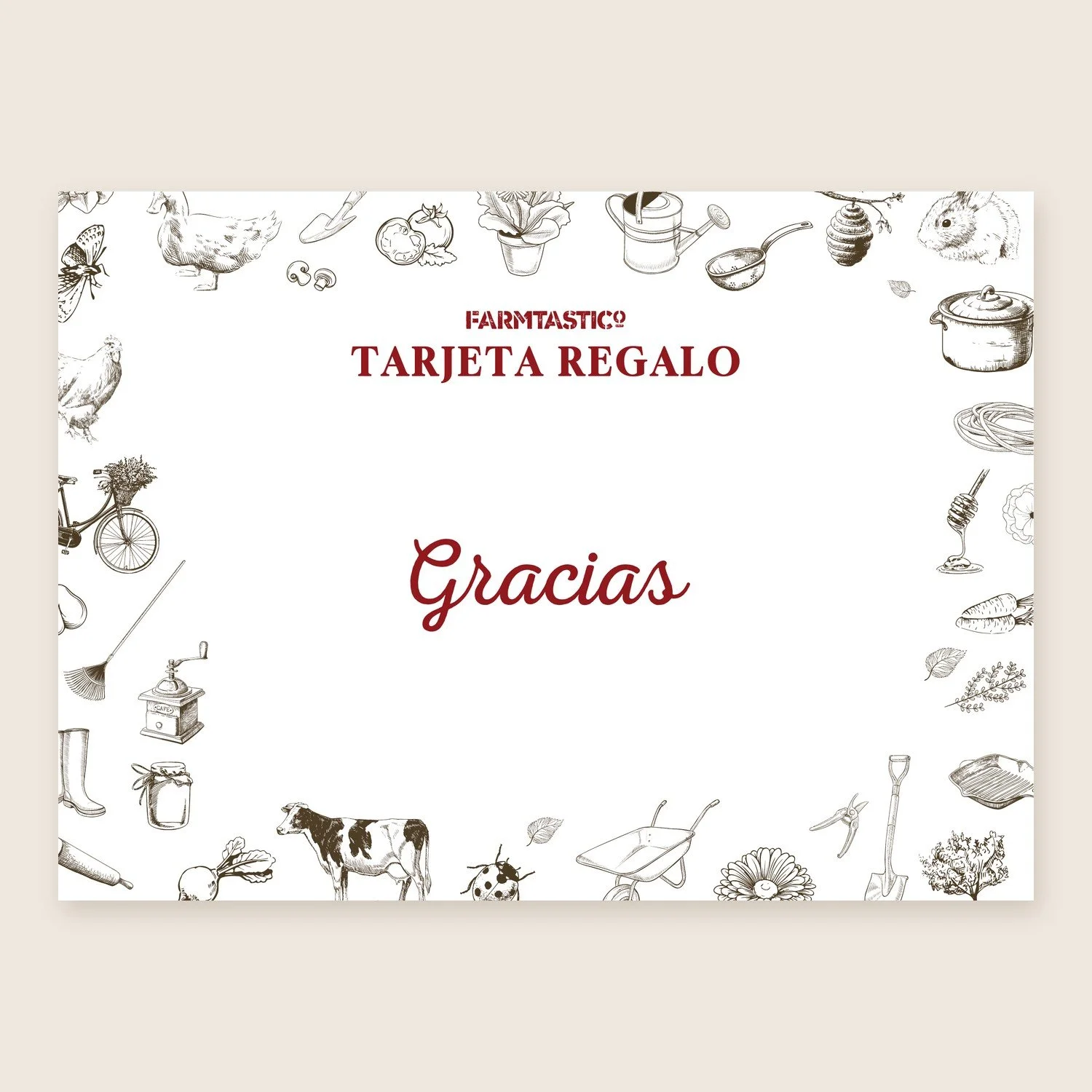 Tarjeta regalo FARMTASTICo, diseño «Gracias»