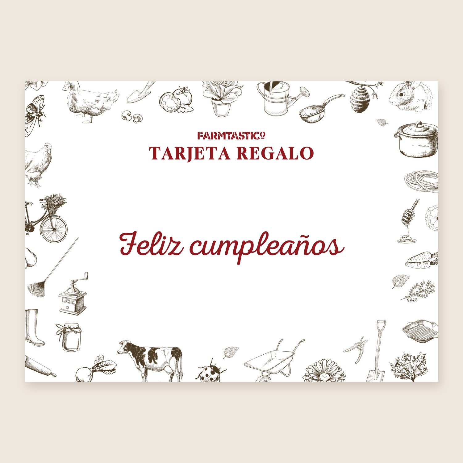 Tarjeta regalo FARMTASTICo, diseño «Feliz cumpleaños»