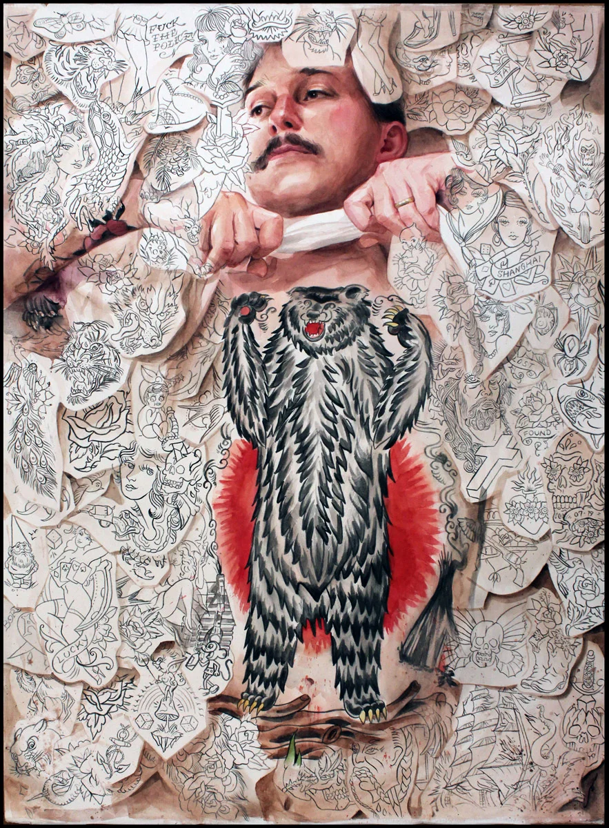 'Portrait of the Artist, Jeff P', watercolor on 300lb Fabriano paper, 30" x 22", 2014, Collection of Jeff P