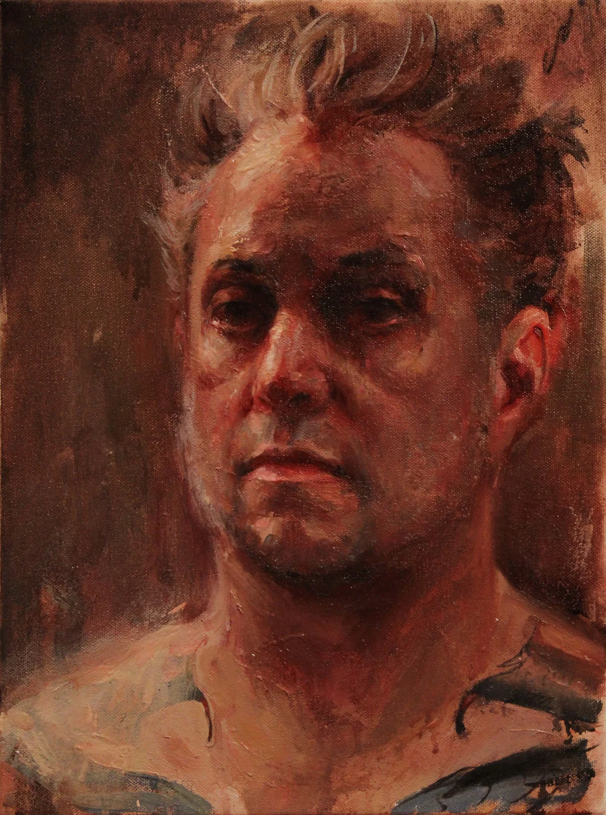 'Self Portrait Study at 43', oil on canvas, 16"x 12", 2014, Collection of Shreveport Regional Arts Council