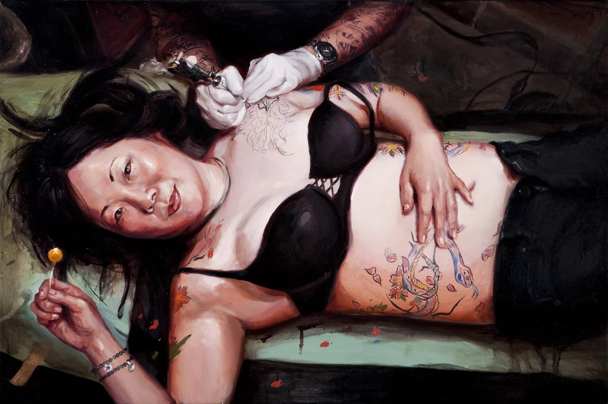 'Portrait of the Artist, Margaret Cho, (Mike Davis at Work)', oil on canvas, 24" x 36", 2009, Collection of Margaret Cho