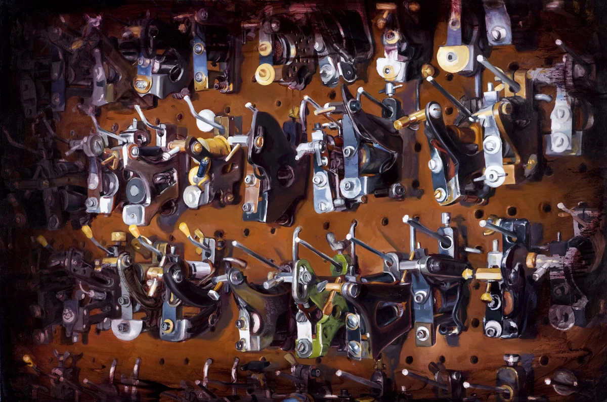 'Juan Puente's Machine Collection; The Arsenal', oil on canvas, 54" x 36", 2008