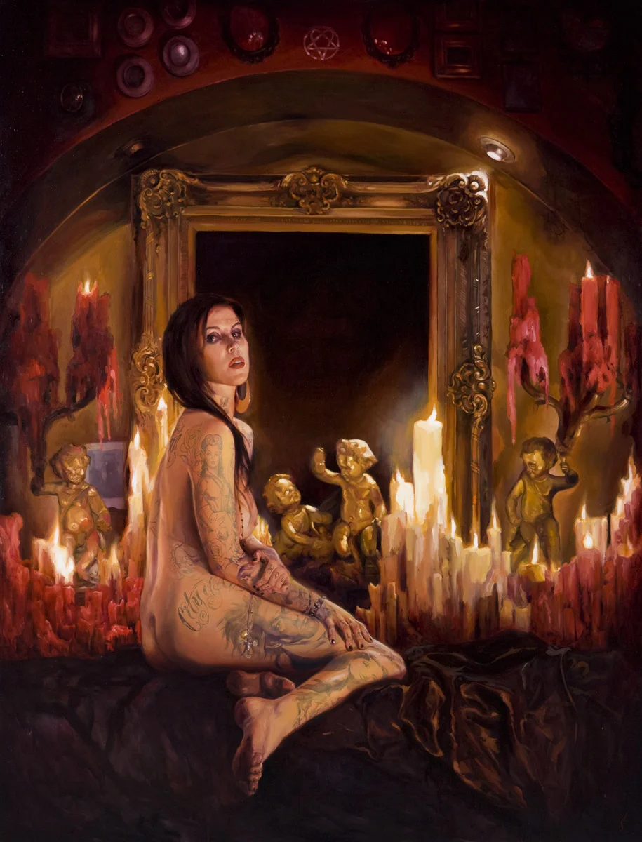 'Portrait of the Artist, Kat Von D', oil on canvas, 84" x 68", 2008, Collection of John Brusger