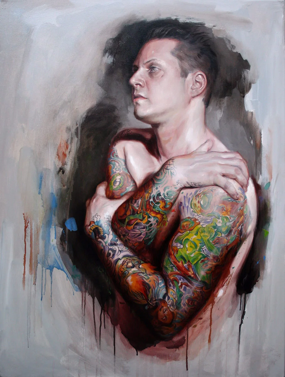 'Tattooed Self Portrait at 38', oil on canvas, 40" x 30", 2008